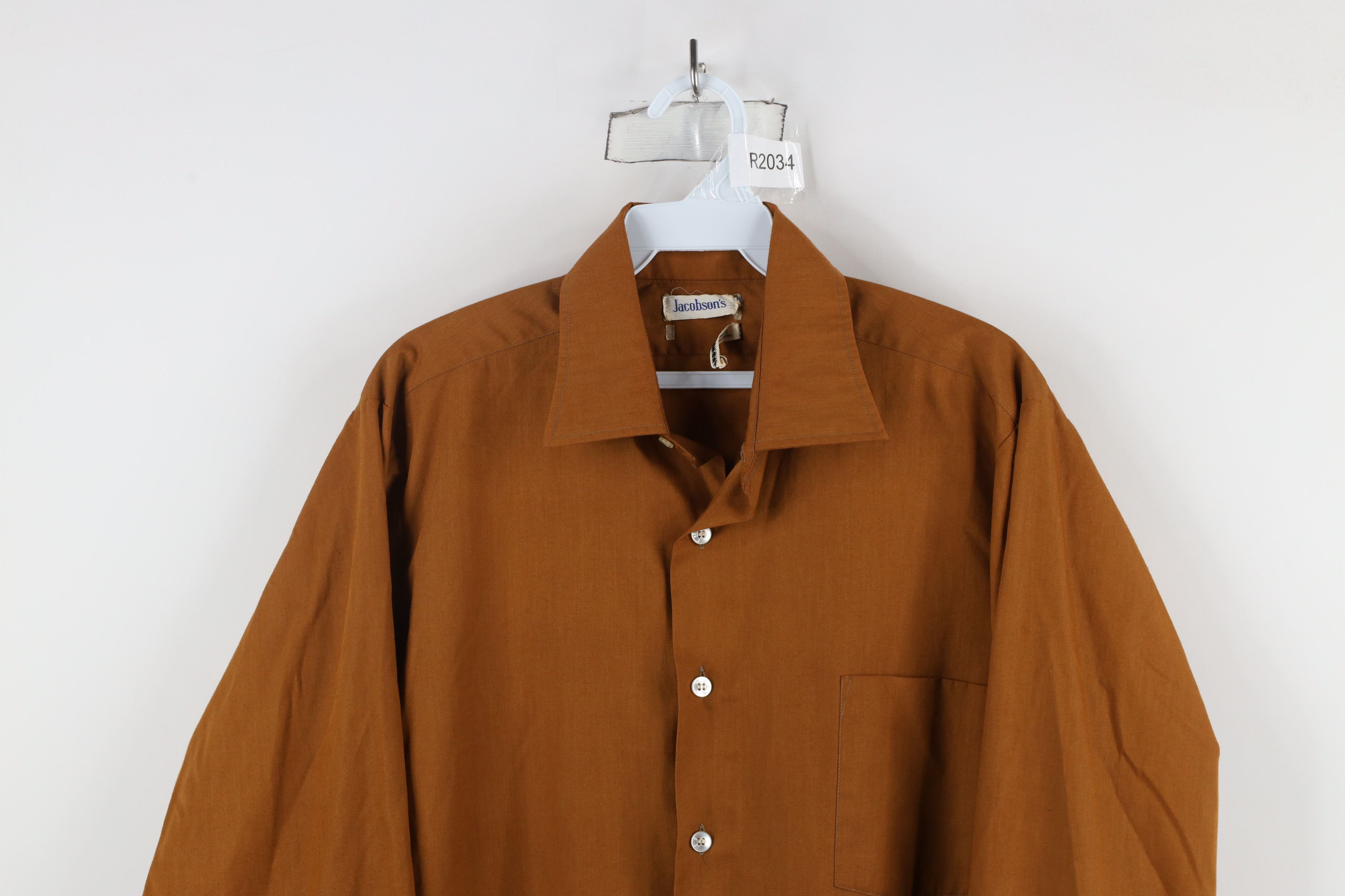 Vintage Vintage 70s Streetwear Collared Button Shirt Burnt Orange Size US M / EU 48-50 / 2 - 2 Thumbnail