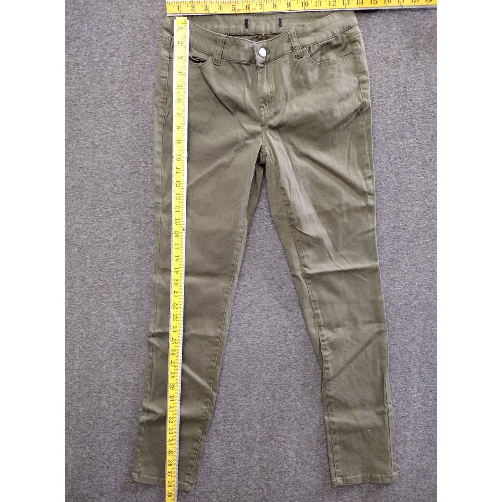 Olive Wax Jean Slim Jeans Women's Juniors 7 Olive Green Cotton Blend 5-Pocket Stretch City Size 28" / US 6 / IT 42 - 4 Thumbnail