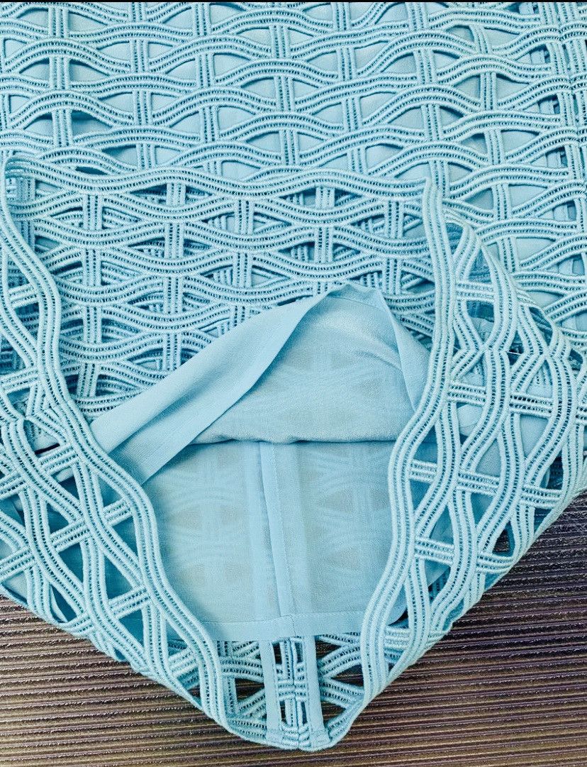 Escada ESCADA Runway Turquoise Blue Shell Knit Summer Skirt 34 New Size 24" / US 00 / IT 34 - 8 Thumbnail