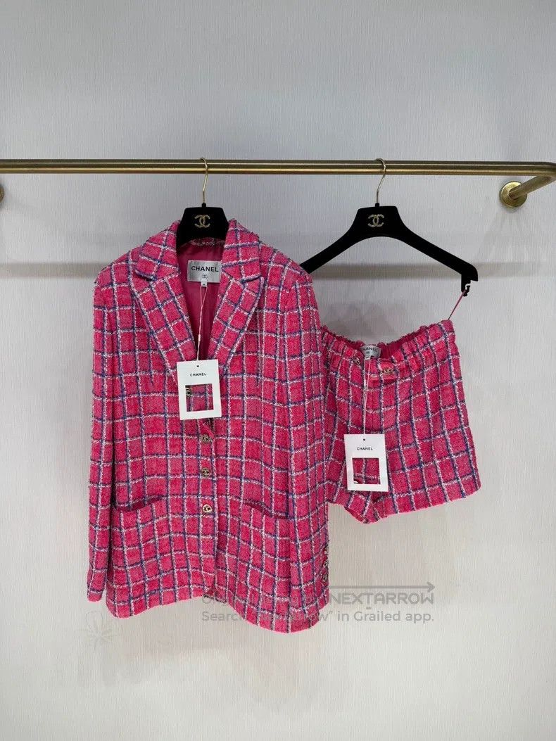 Chanel Chanel 24P pink tweed plaid jacket Size XS / US 0-2 / IT 36-38 - 5 Thumbnail
