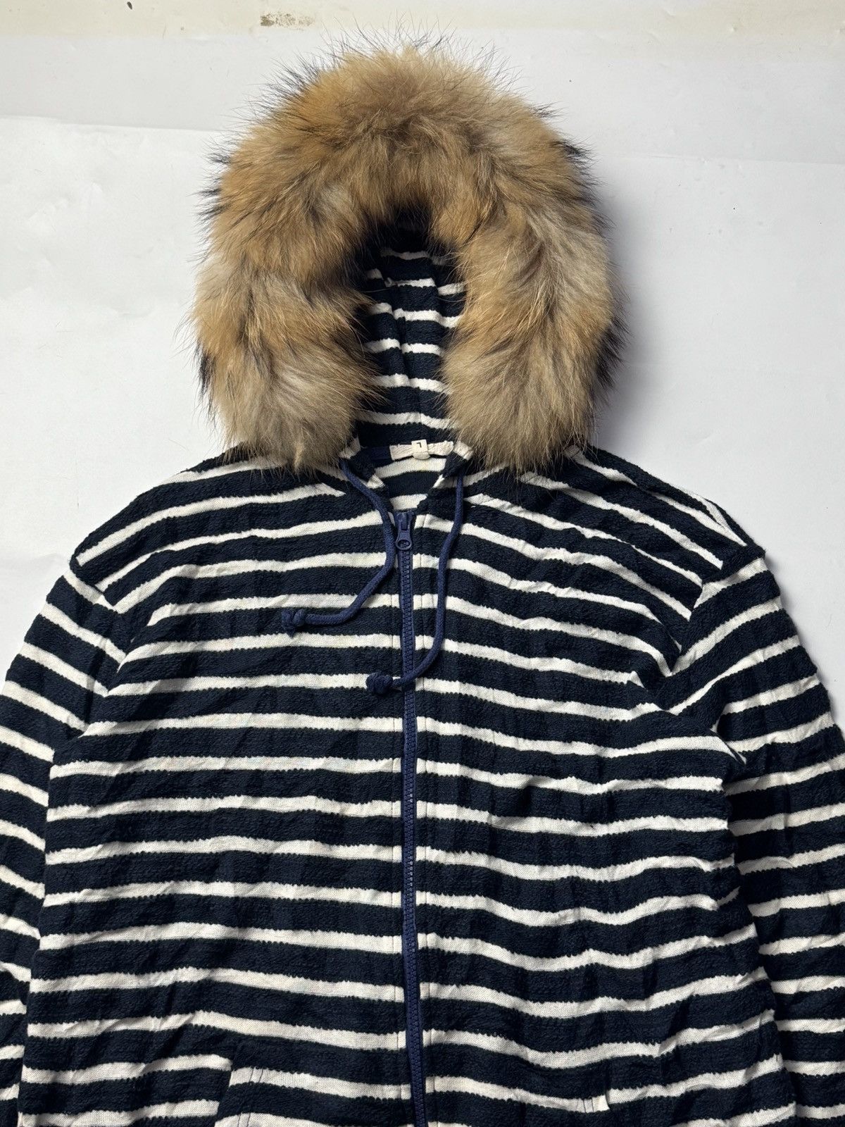 If Six Was Nine × Japanese Brand × Le Grande Bleu (L.G.B.) Fur Hoodie Striped Japanese Styled Size US L / EU 52-54 / 3 - 3 Thumbnail