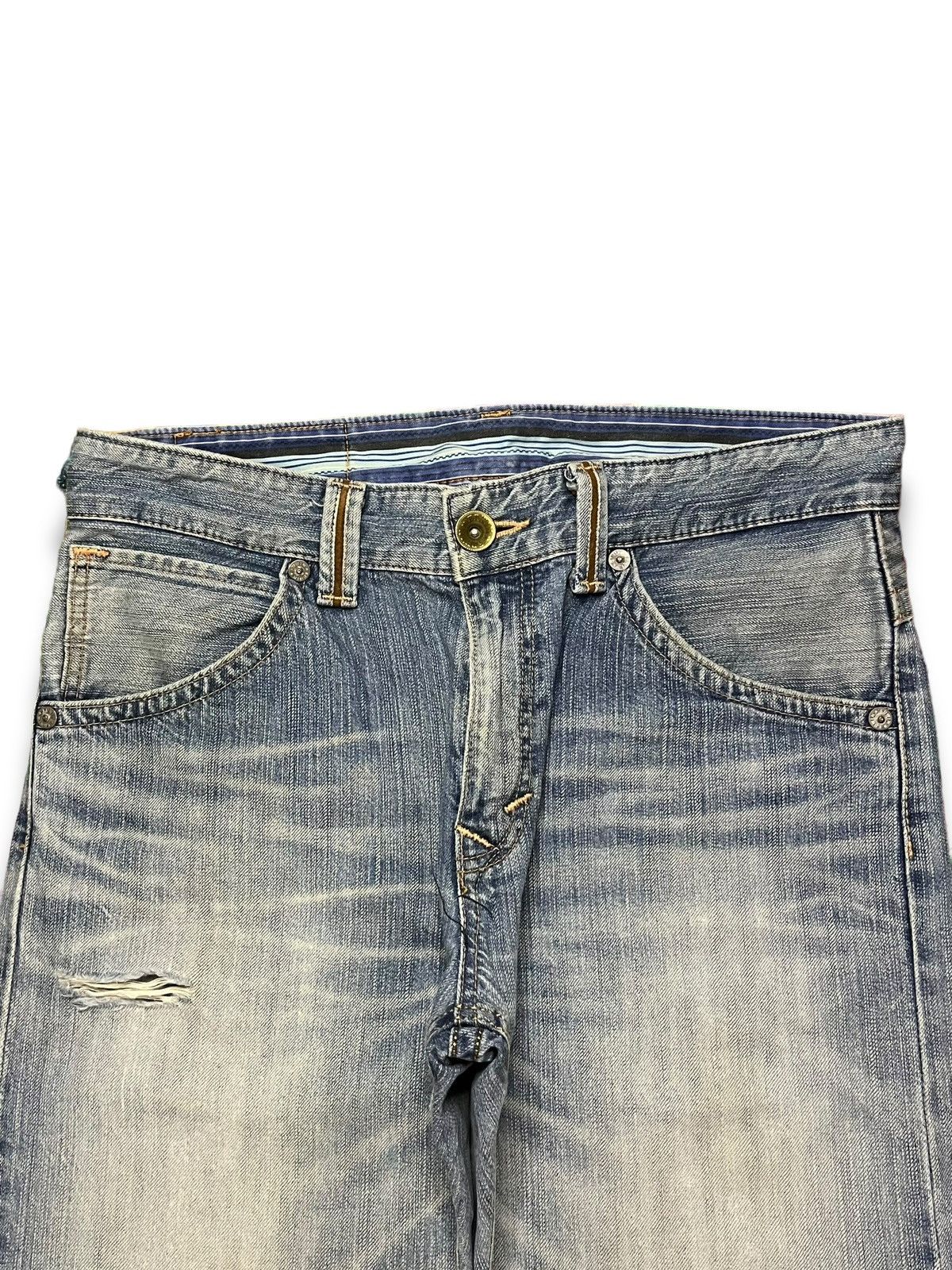 Edwin × Japanese Brand Exclusive Vintage Edwin Japan Light Wash Distressed Jeans Size US 34 / EU 50 - 4 Thumbnail