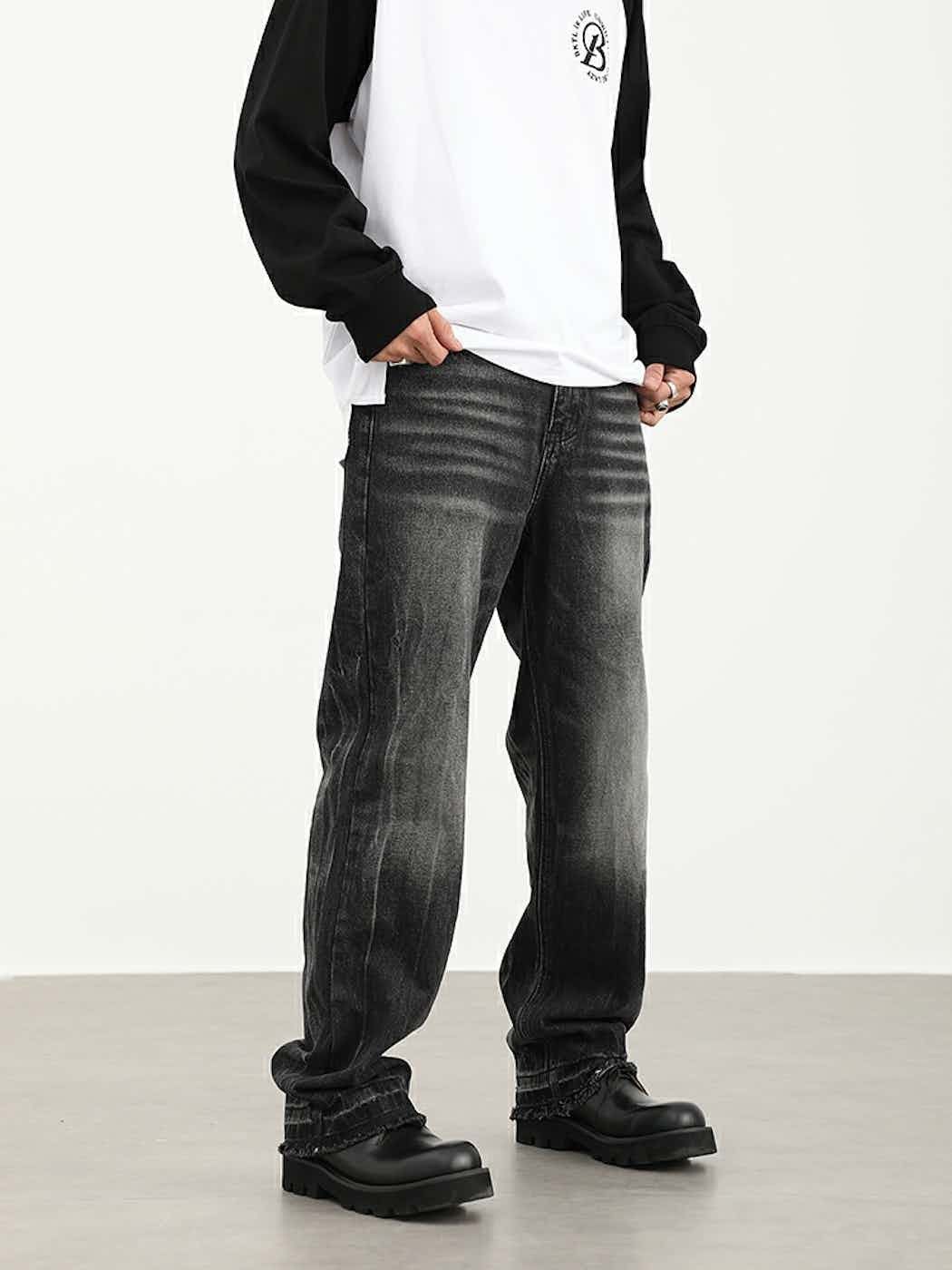 punk grunge damaged washed faded yuppie jeans