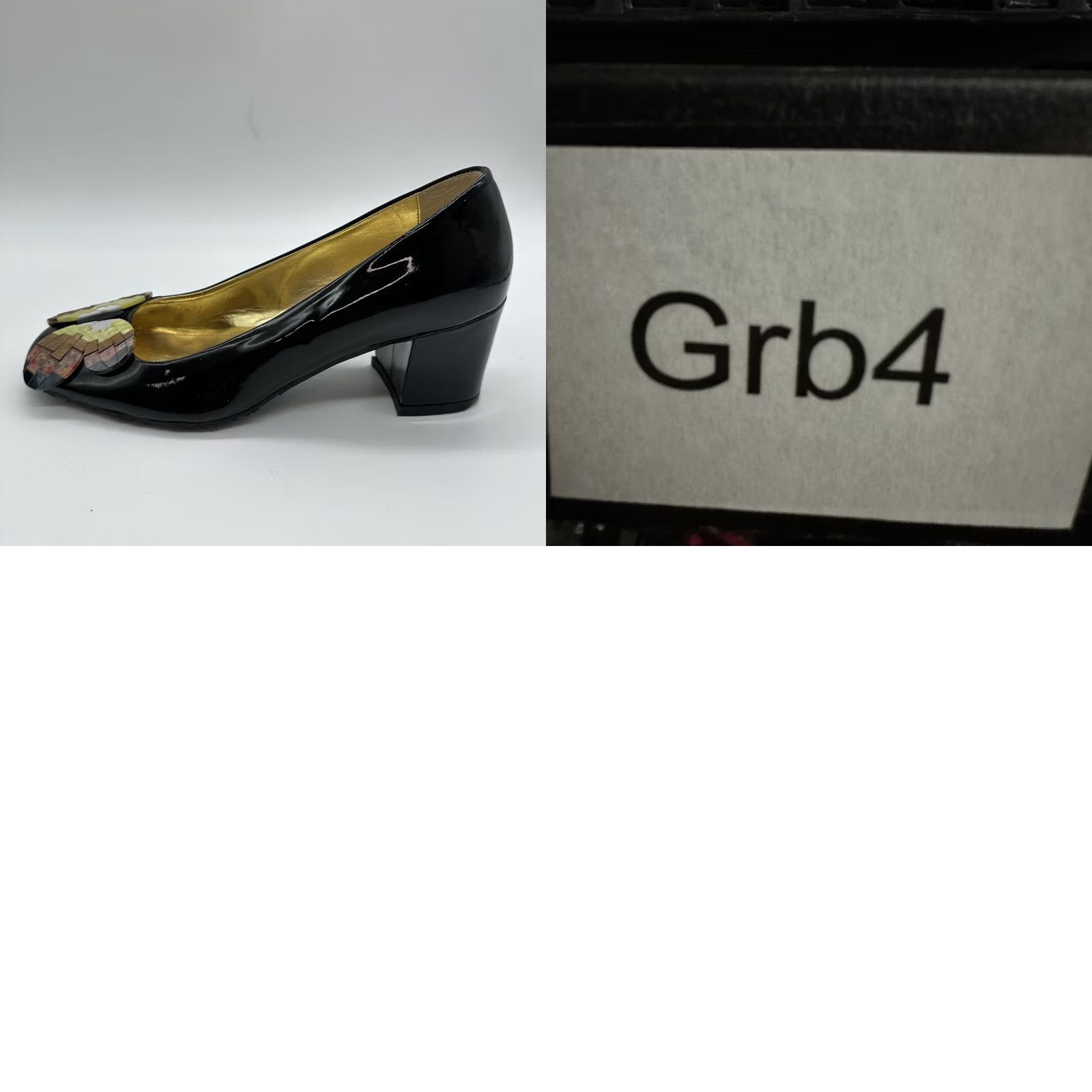 Logo 7 Manufact Womens Butterfly Art Logo Heels Black Patent Sz 35 US 5 Size US 5 / IT 35 - 9 Thumbnail