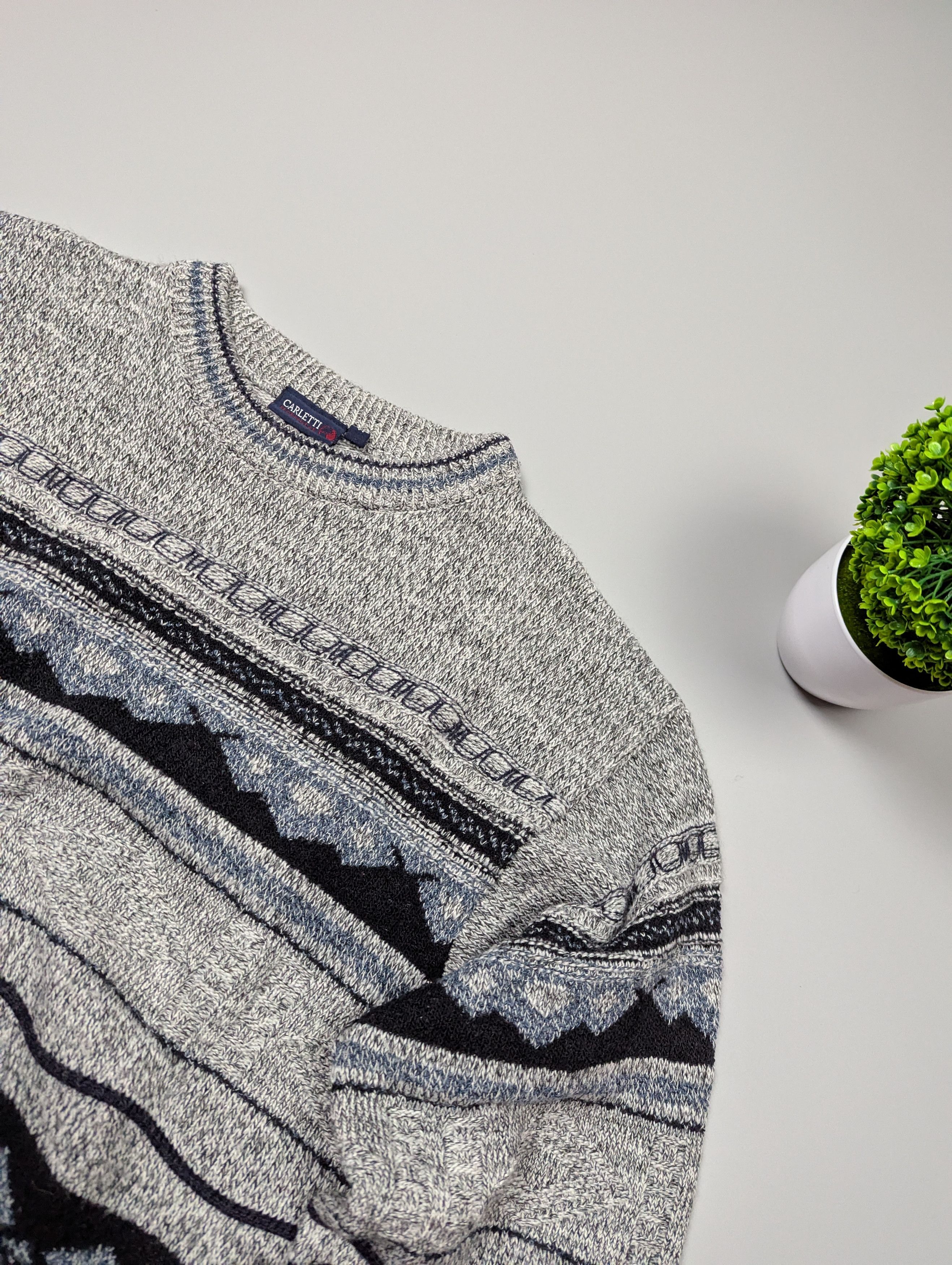 Japanese Brand × Vintage CARLETTI Vintage Italian Men's Knitted Abstract 3D Sweater Size US M / EU 48-50 / 2 - 4 Thumbnail