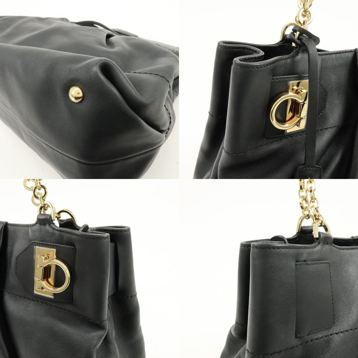 Salvatore Ferragamo Ferragamo Gancini Leather Tote Black Size ONE SIZE - 5 Thumbnail
