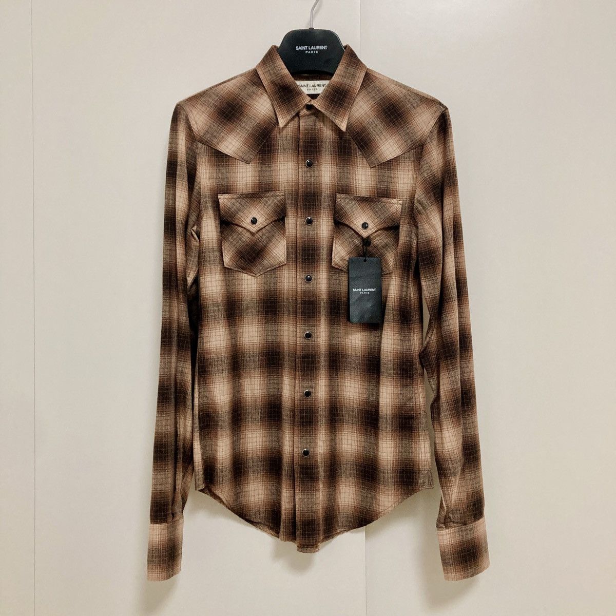 Saint Laurent Paris SAINT LAURENT PARIS BY HEDI SLIMANE 15AW WOOL WESTERN SHIRT Size US S / EU 44-46 / 1 - 1 Thumbnail