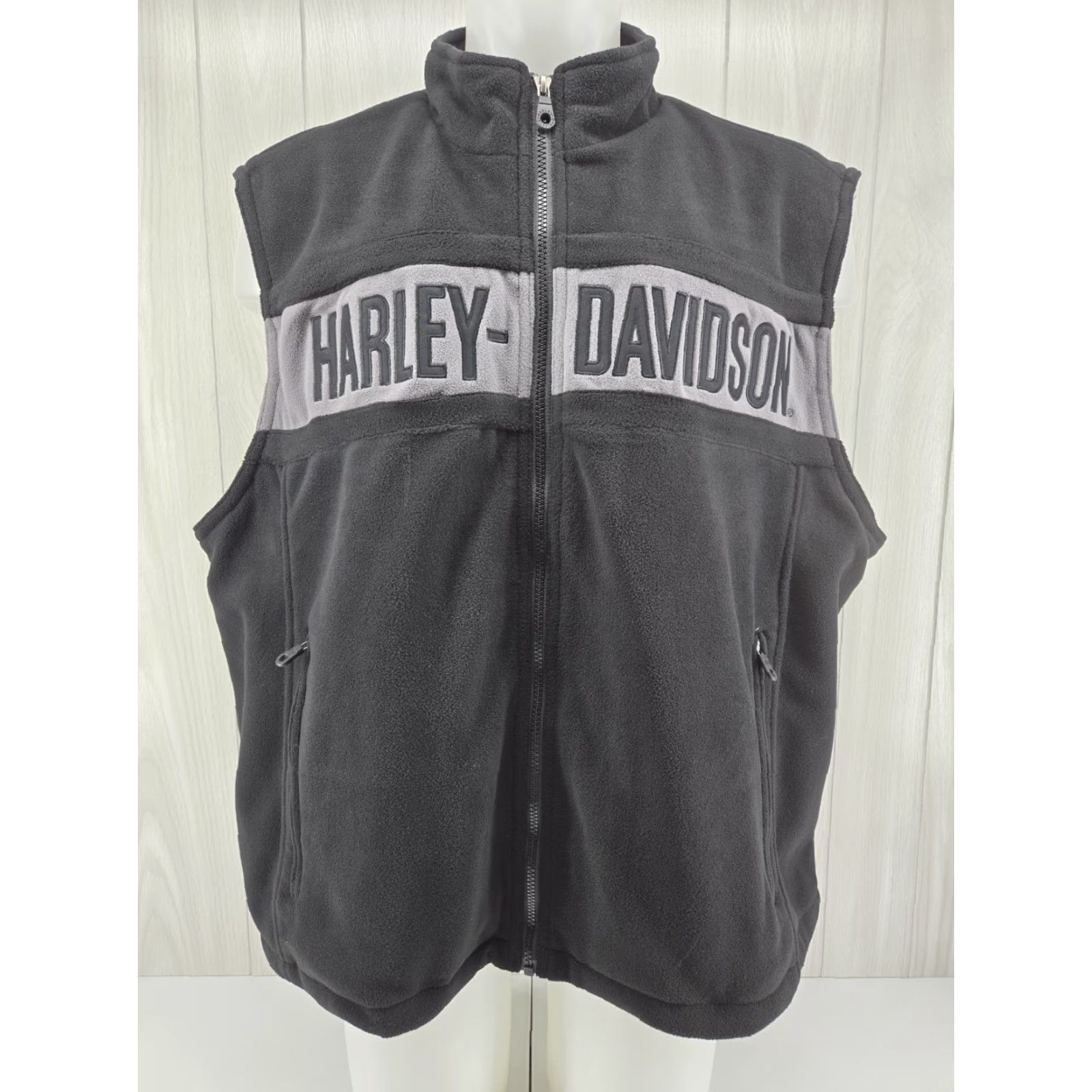 Harley Davidson Harley-Davidson Black Fleece Zip Up Vest Size 3XL Regular Men Logo Zip Vest 90s American Windbreaker Full Zip Vintage: No Size US XXL / EU 58 / 5 - 2 Thumbnail