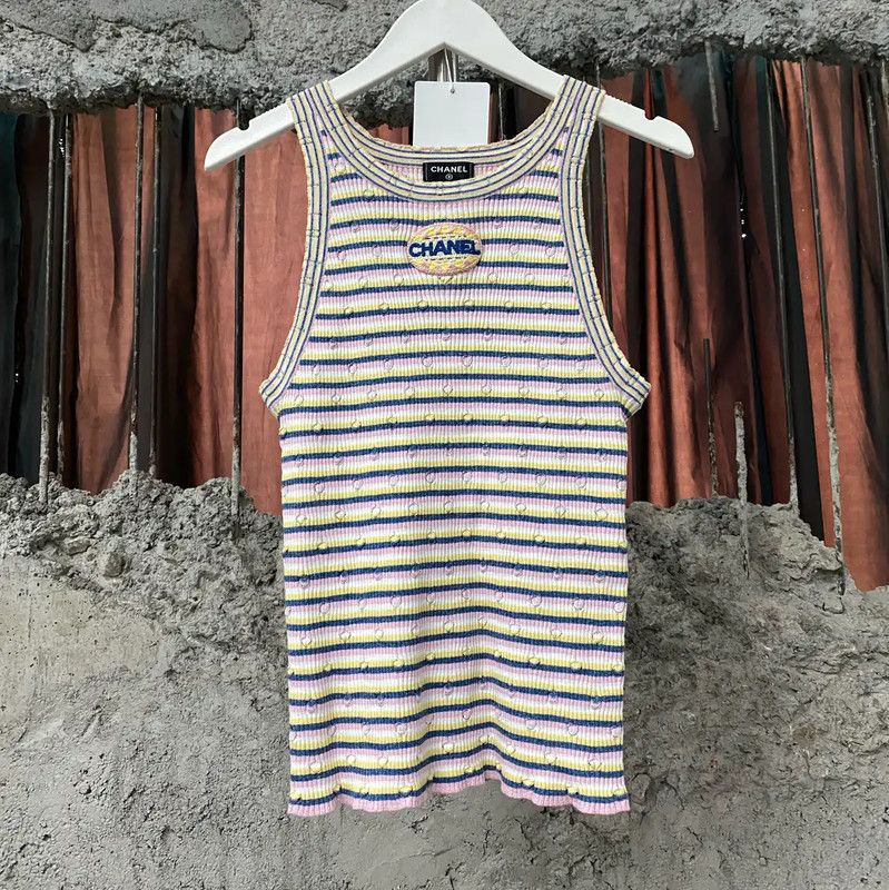 Chanel Chanel Summer Striped Women's Tank Top 0089 Size ONE SIZE - 1 Thumbnail