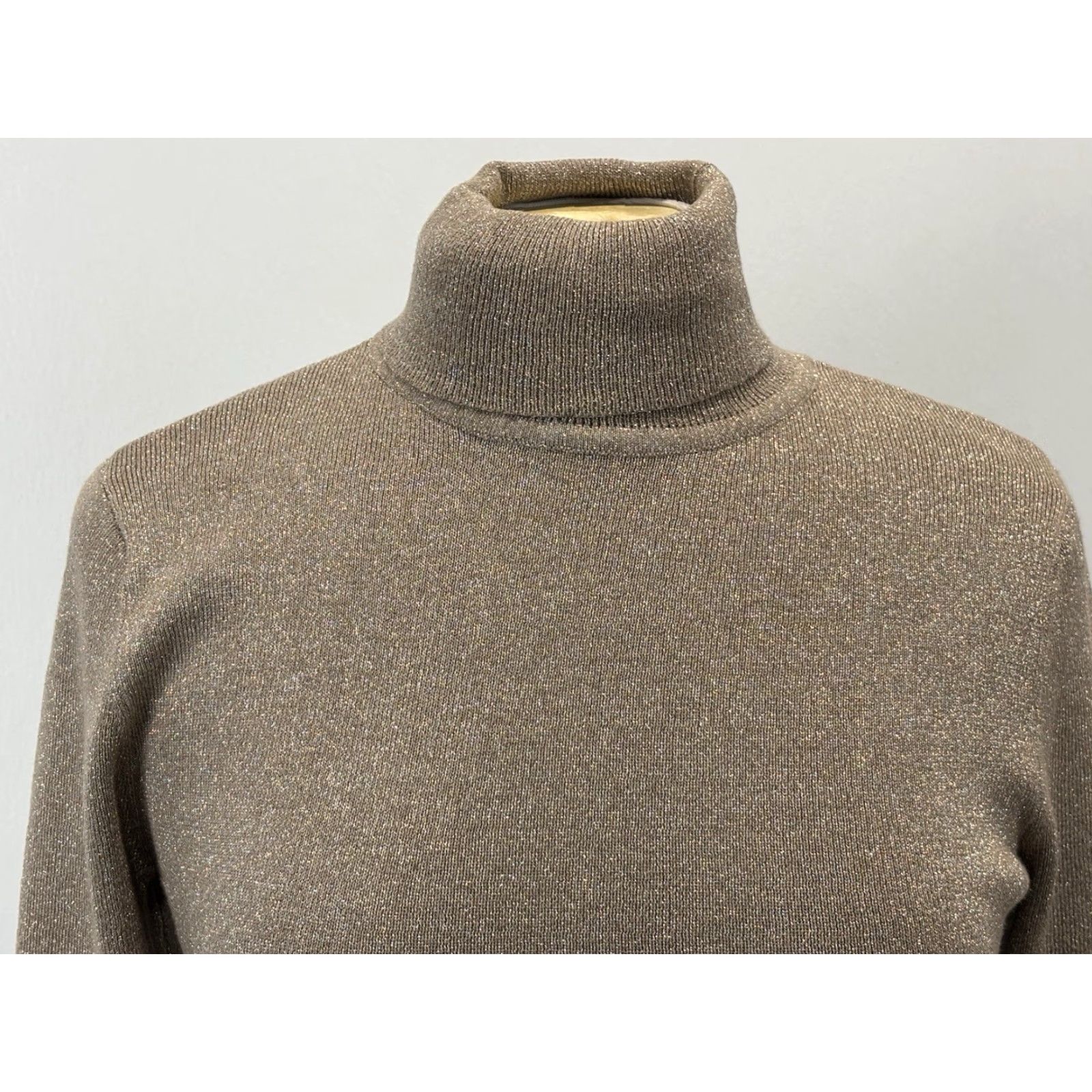 Vintage VINTAGE Chico's Women's Sweater Turtleneck Size Medium US M Gold Metallic Ribbed Knit Pullover 90s Size M / US 6-8 / IT 42-44 - 5 Thumbnail