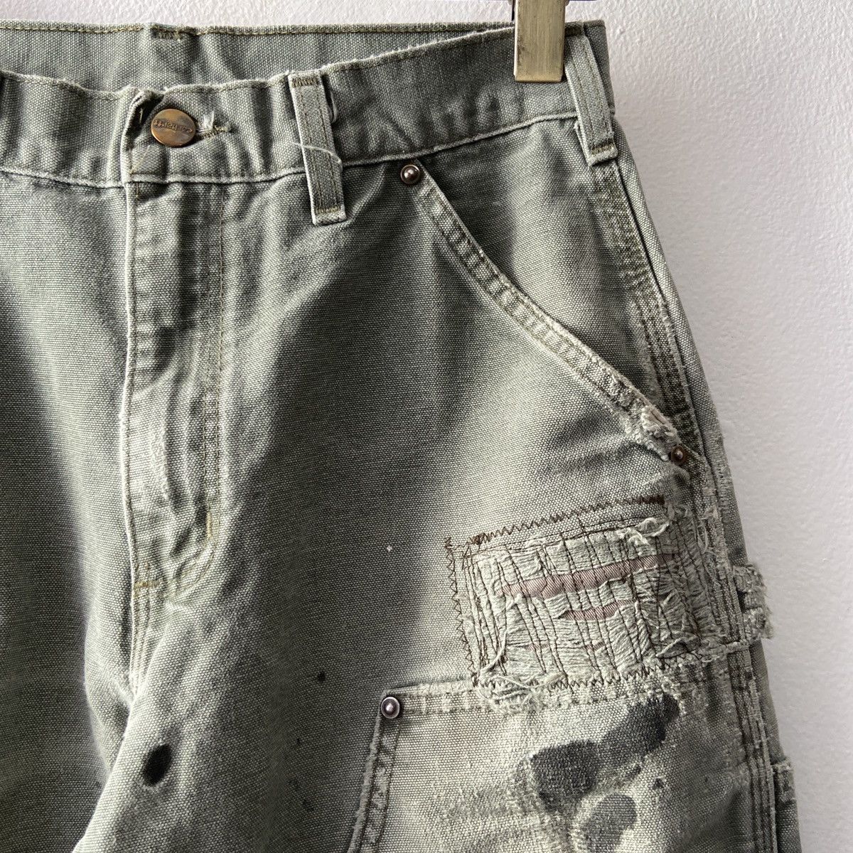 Carhartt × Vintage Distressed Faded Vintage Carhartt Double Knee Moss Green Size US 30 / EU 46 - 14 Thumbnail
