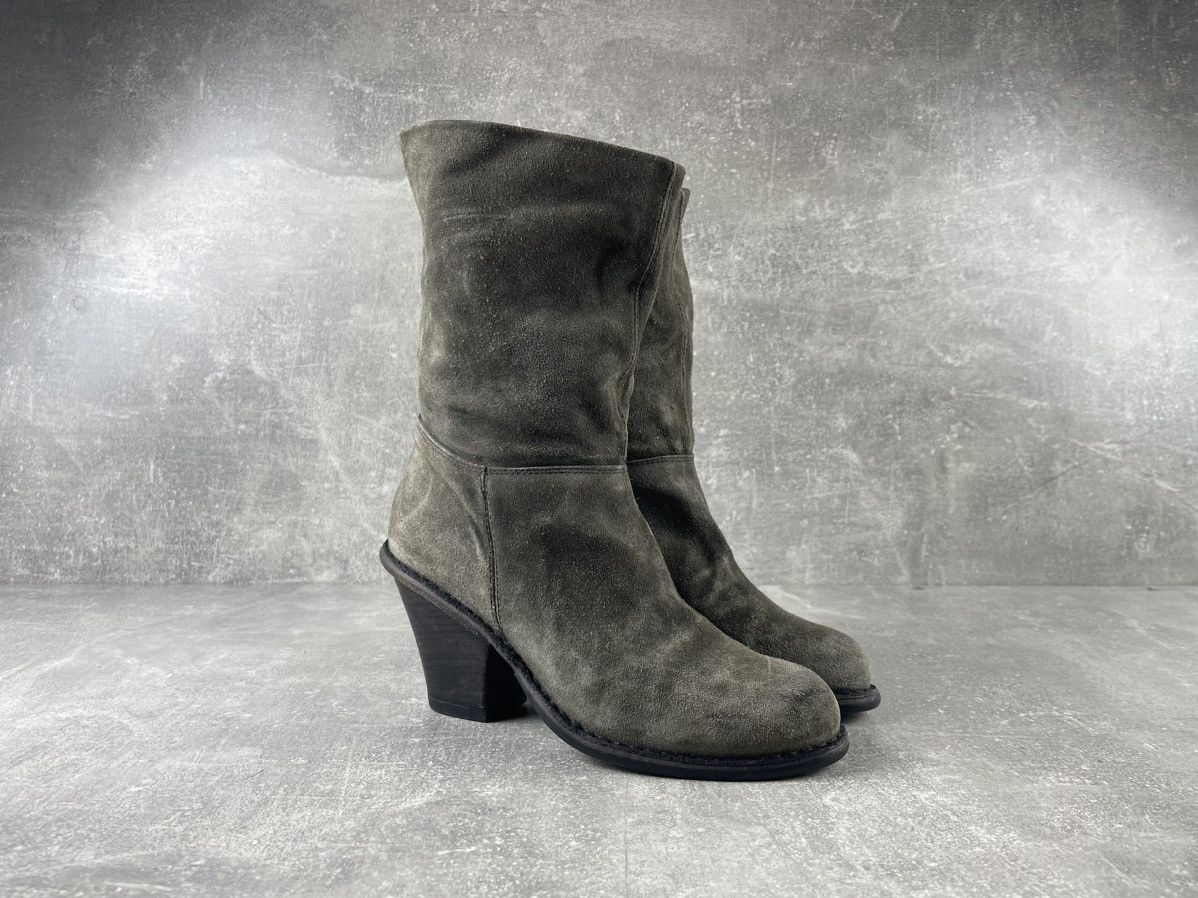 Fiorentini + Baker Fiorentini + Baker Distressed Suede Mid Calf Wedge Boots Size US 7 / IT 37 - 2 Thumbnail