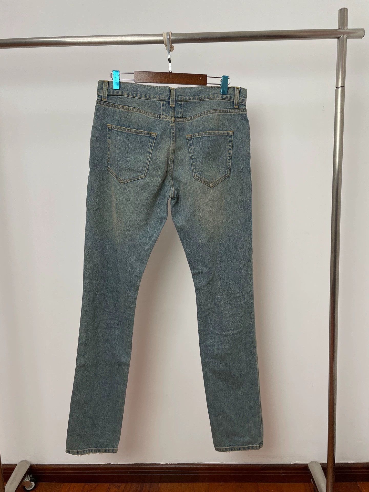 Saint Laurent Paris SLP Washed Blue Jeans 31 Knee Slit NWT Size US 31 - 2 Thumbnail