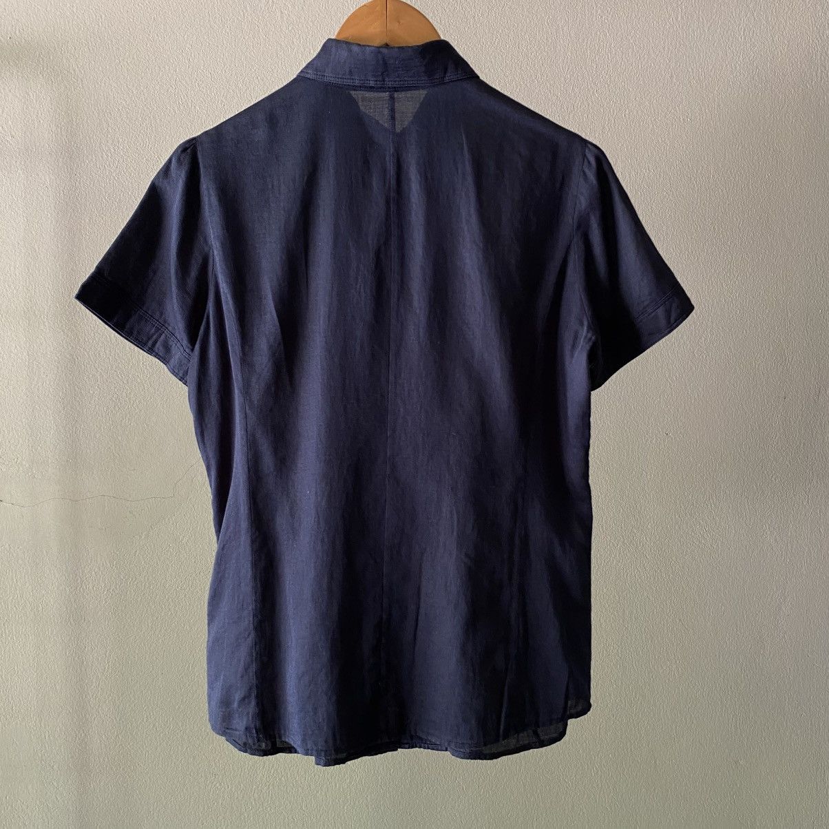 Burberry BURBERRY Soft Navy Pleated Blouse Size S / US 4 / IT 40 - 8 Thumbnail