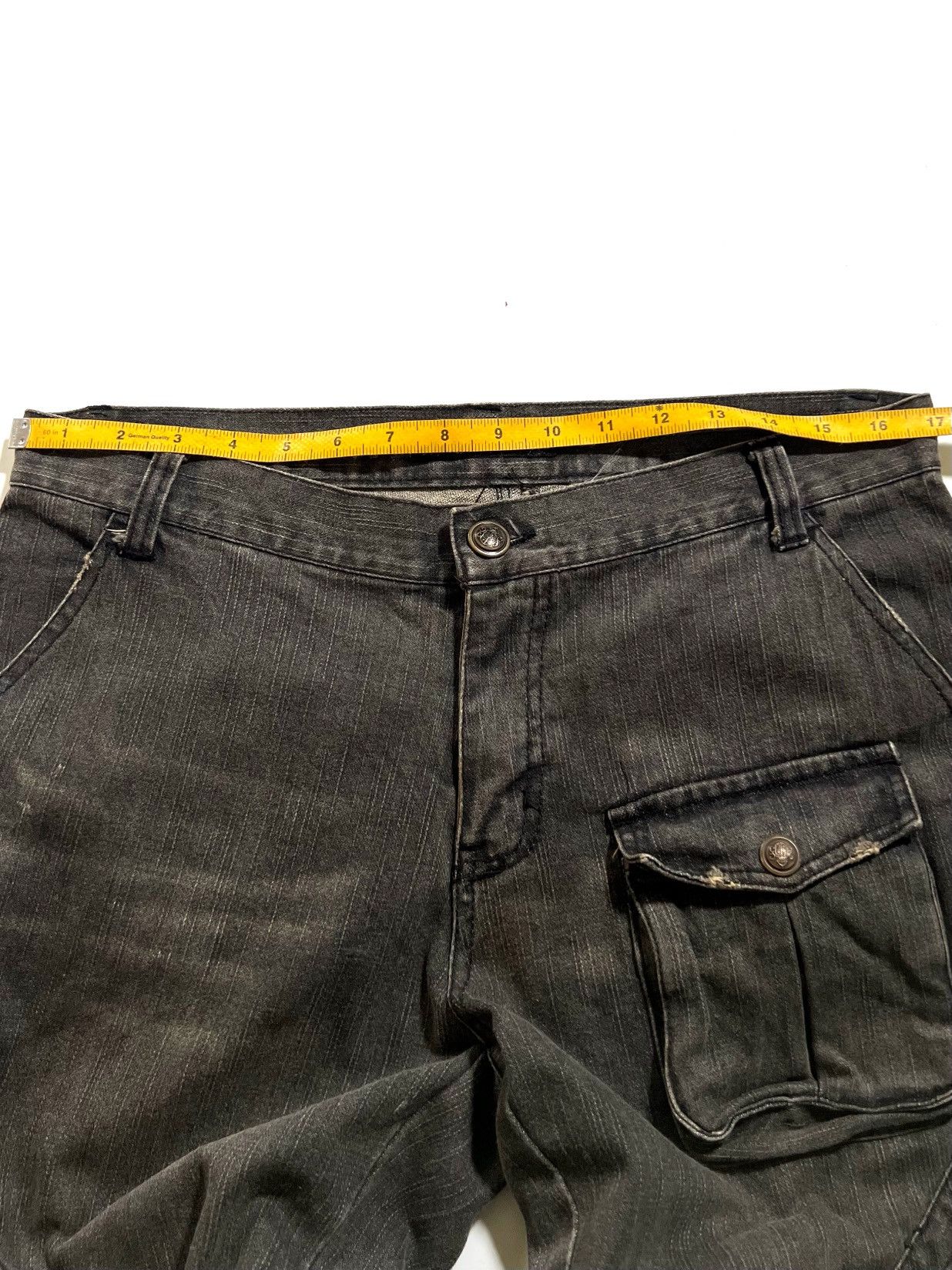 Japanese Brand Y2K Slow Hand Jam Black Cargo Flare Jeans Size US 34 / EU 50 - 16 Thumbnail