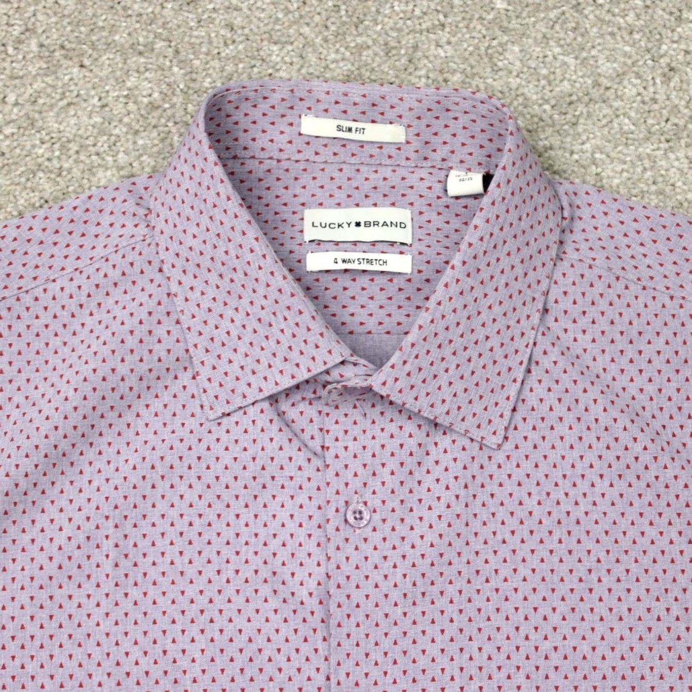 Lucky Brand Lucky Brand Shirt Mens 16-16 1/2 34/35 Purple/Red Geometric 4 Way Stretch Slim Shirt Mens Slim Geometric Purple Red Christmas Quando? Size US XL / EU 56 / 4 - 4 Thumbnail