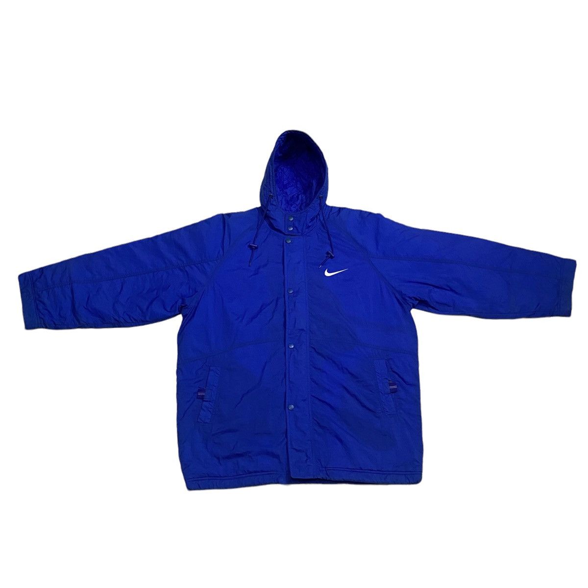 Nike × Vintage Nike 90s Big swoosh padded parka hoodie jacket Size US M / EU 48-50 / 2 - 10 Thumbnail
