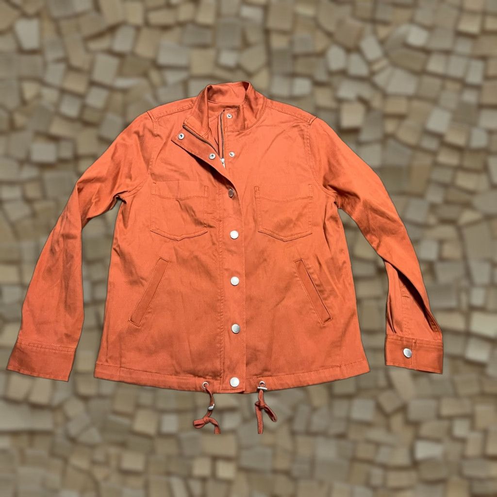 Vintage Liverpool Jacket Women's Small Orange Full Zip Chest Pockets Jacket, Regular, Fall Spring Summer, Liverpool Jeans Womens, Basic Jacket Size S / US 4 / IT 40 - 1 Thumbnail