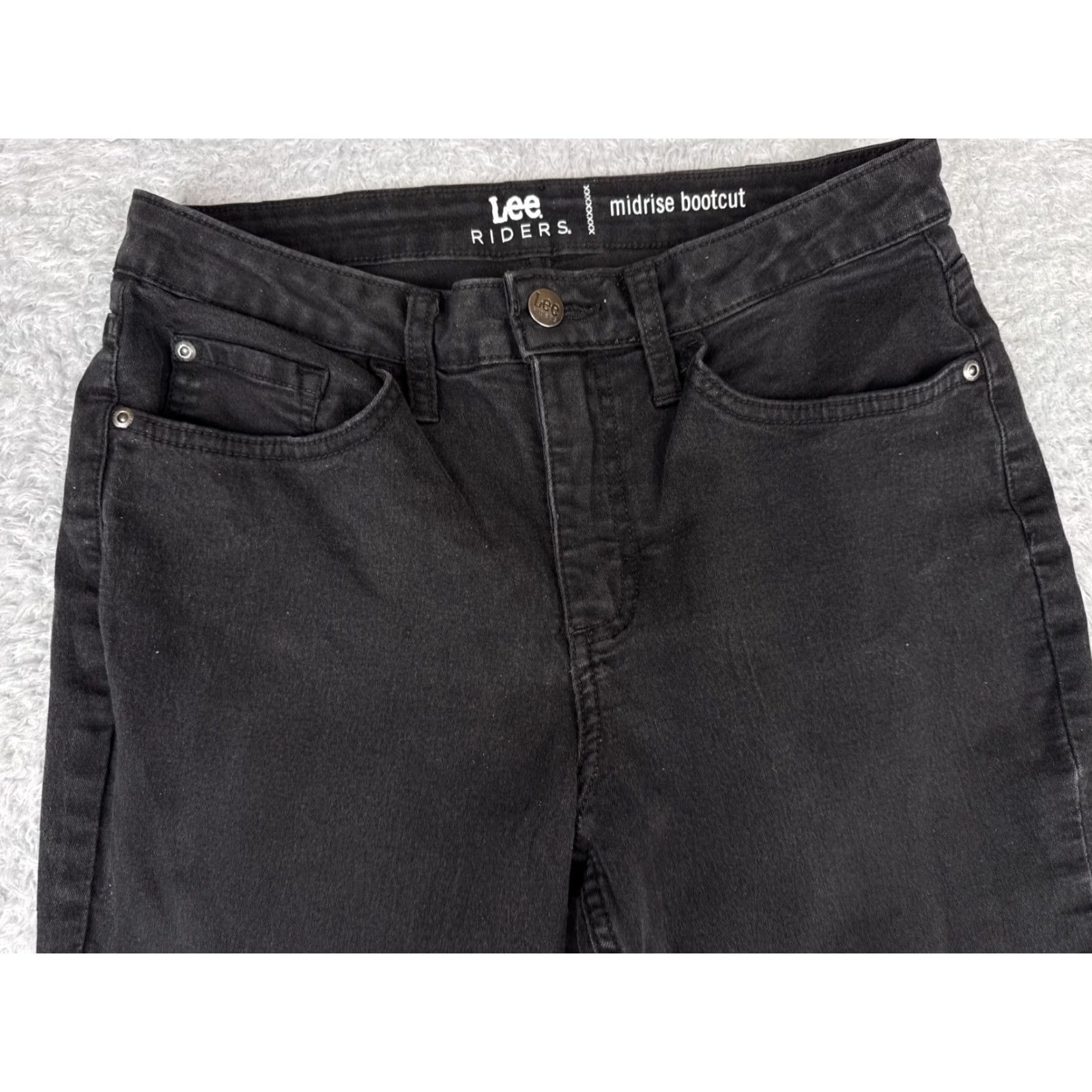 Lee Lee Jeans Women 28 Black Denim Bootcut Mid Rise Cotton Blend 28x27 Regular Inseam 27 Size 28" / US 6 / IT 42 - 4 Thumbnail