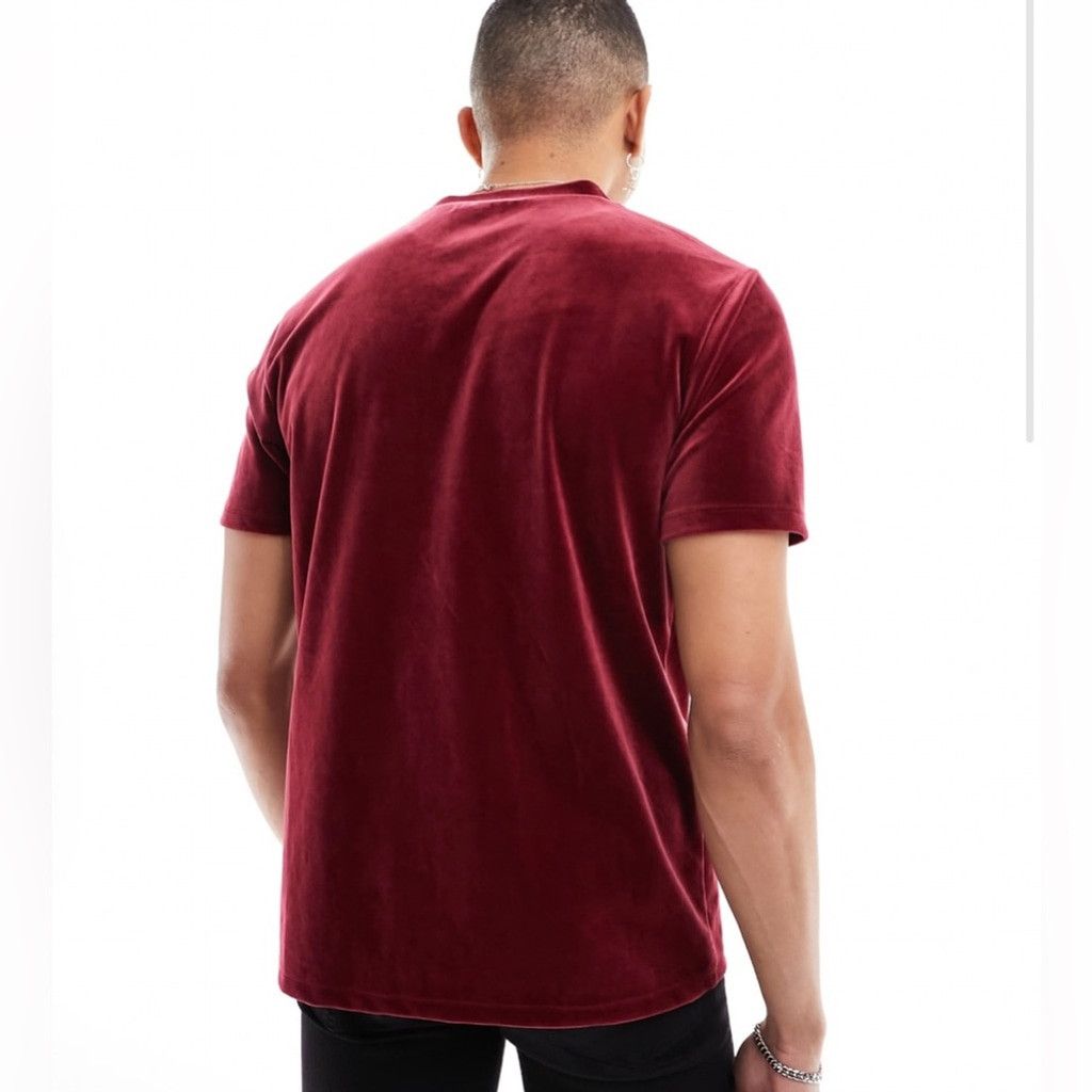 Asos ASOS DESIGN men’s t-shirt in burgundy velour size Large Size US L / EU 52-54 / 3 - 3 Thumbnail