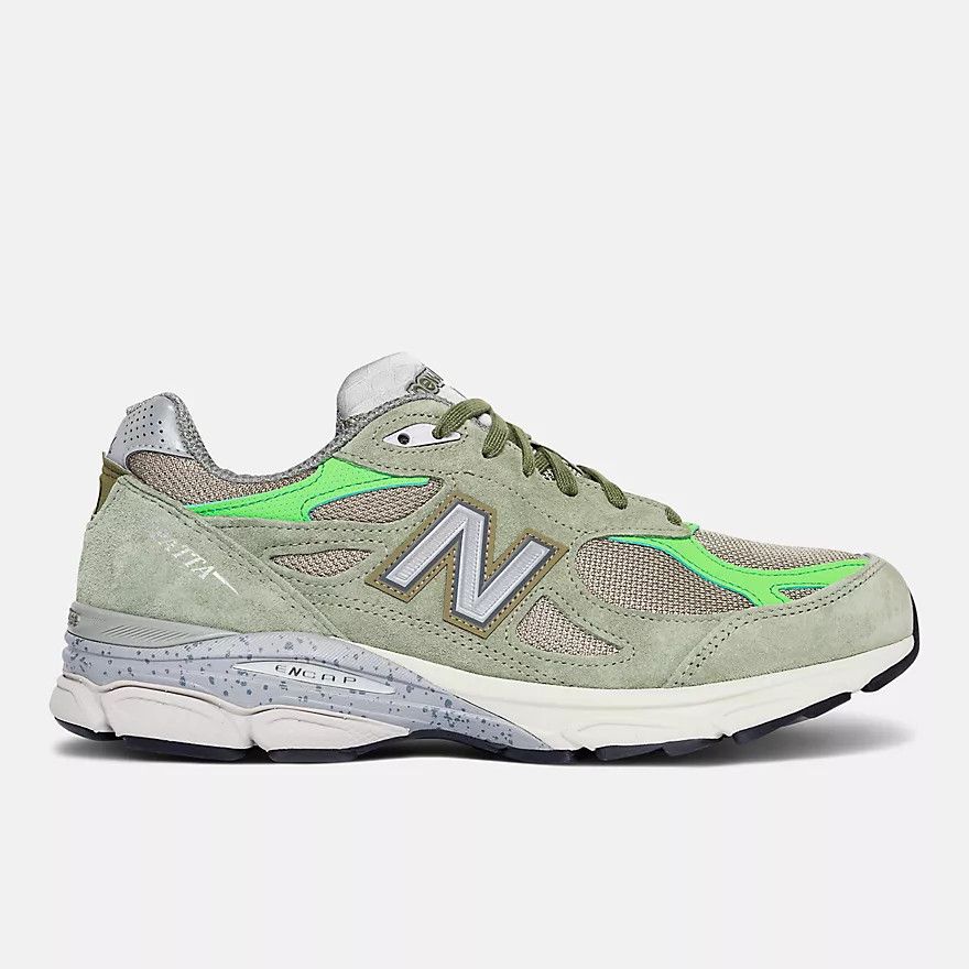 New Balance × Patta o1mle0426 990v3 Low-Top Sneakers in Olive Green Size US 5.5 / EU 38 - 1 Thumbnail