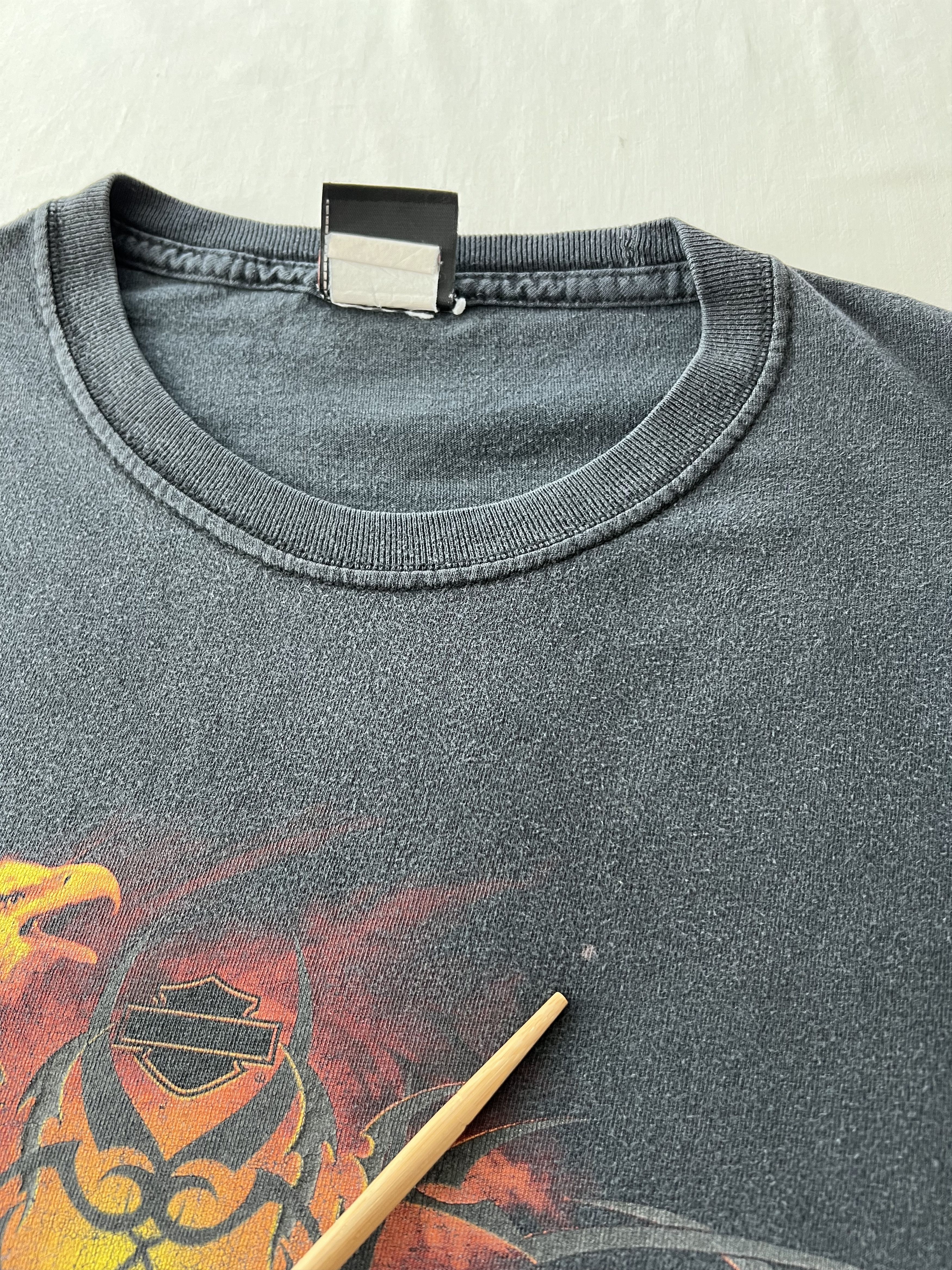 Harley Davidson Vintage 2000s Harley Davidson Eagle Flame Fire Skull T-shirt Size US L / EU 52-54 / 3 - 9 Thumbnail