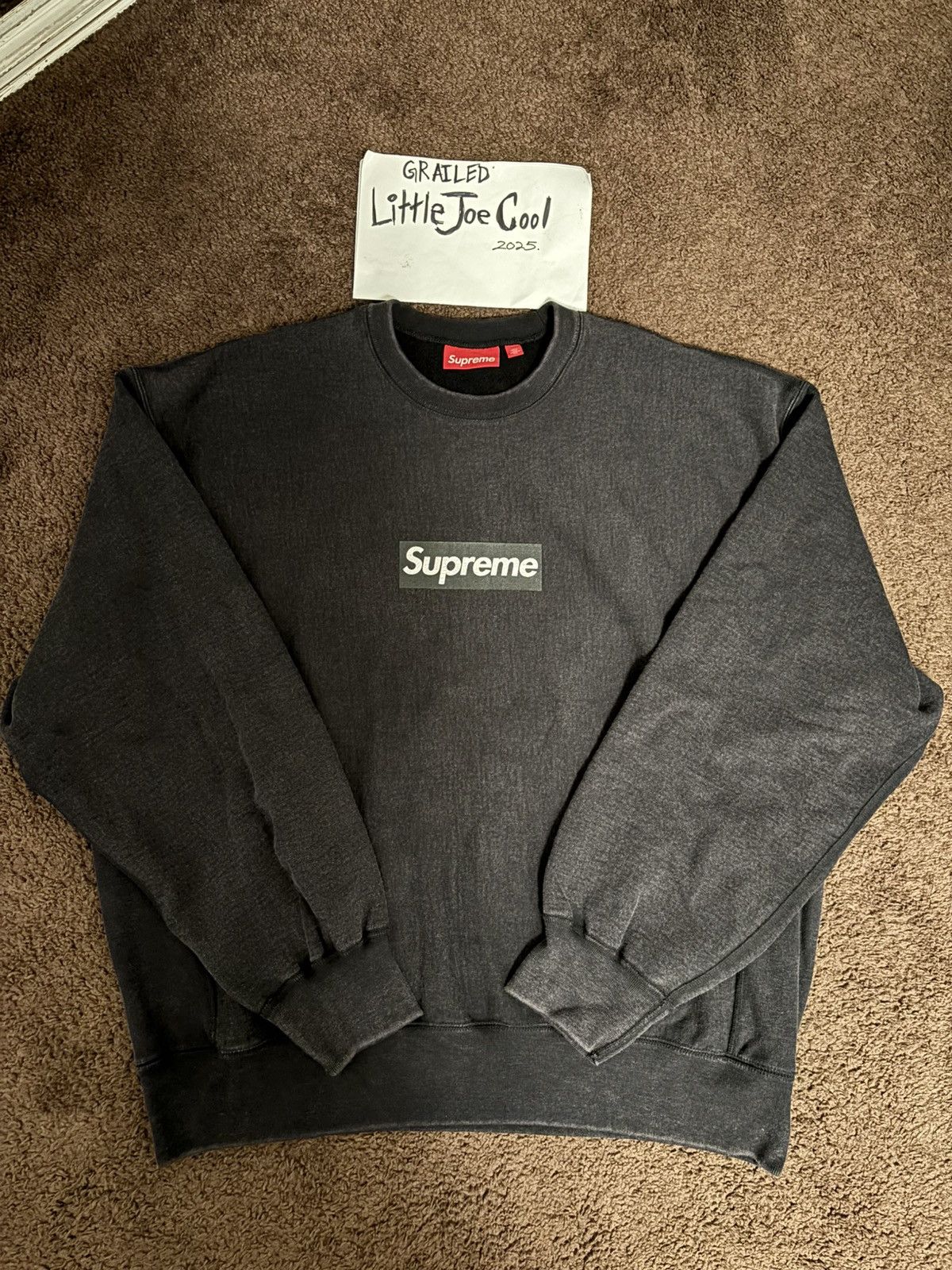 Supreme XL Supreme Washed Box Logo Crewneck black hoodie