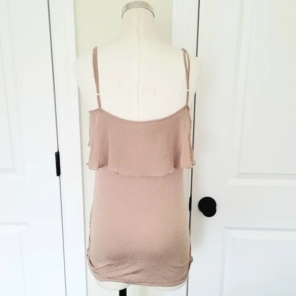 Buffalo David Bitton Ruffle Ruched V-Neck Cami Neutral Party Spring Summer Travel Size S / US 4 / IT 40 - 5 Thumbnail