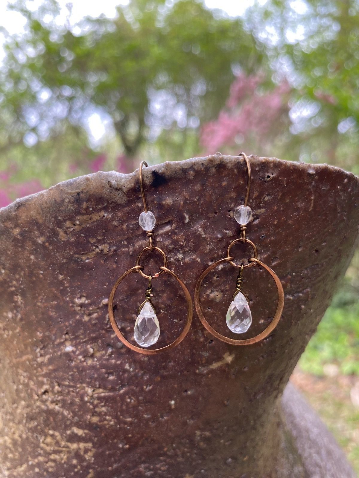 Handmade Clear Quartz Hoop Earrings Size ONE SIZE - 2 Thumbnail