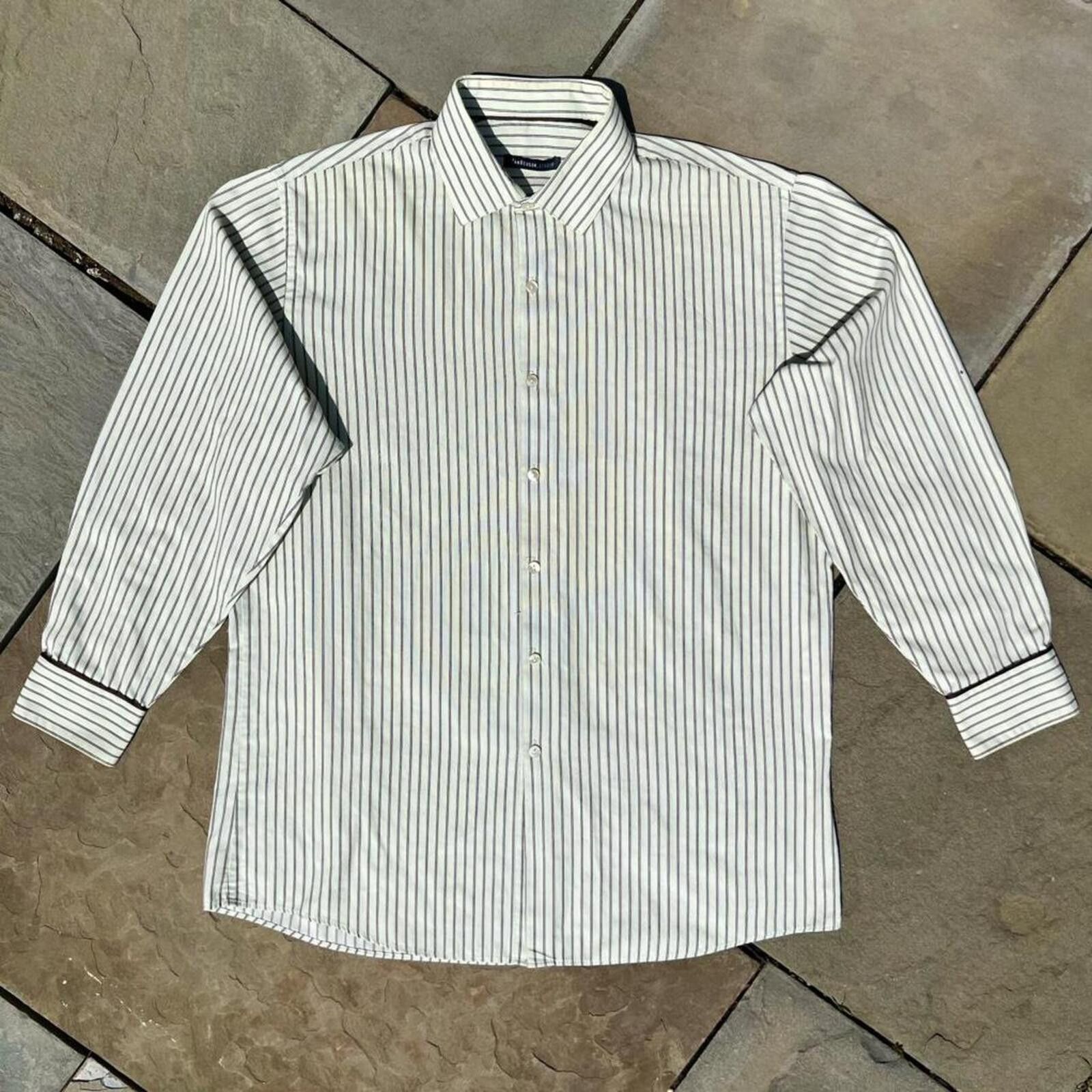 Van Heusen Y2K Neo-Vintage Pale Green/Burgundy Stripe Button Down Shirt Size US L / EU 52-54 / 3 - 1 Thumbnail
