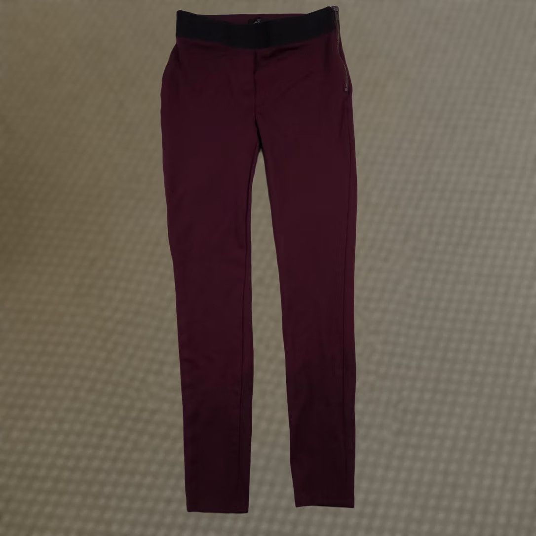 White House Black Market White House Black Market Pants Womens 0 Burgundy Maroon Stretch Zipper Legging Size 25" / US 0 / IT 36 - 1 Thumbnail