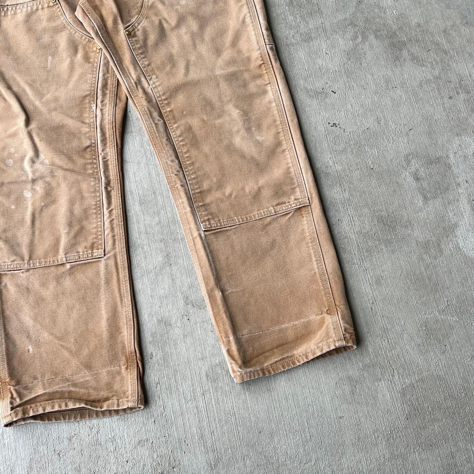 Carhartt × Vintage Carhartt faded brown double knee work wear carpenter pants Size US 31 - 4 Thumbnail