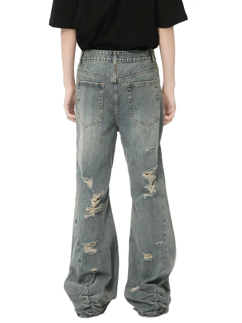 Japanese Brand Retro loose casual ripped slightly flared jeans Size US 32 / EU 48 - 4 Thumbnail