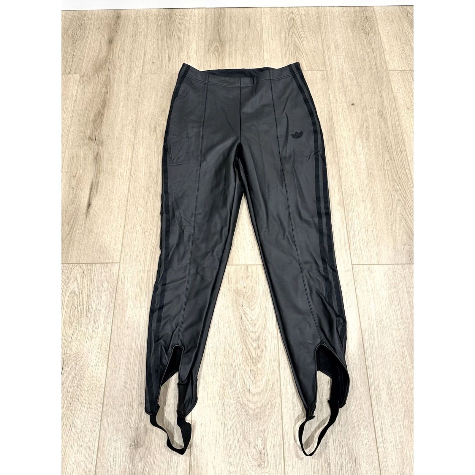 Adidas NWT adidas Always Original Women's Faux Leather Tights Pants Large Black Slim Track Pants Size 36" / US 14 / IT 50 - 2 Thumbnail