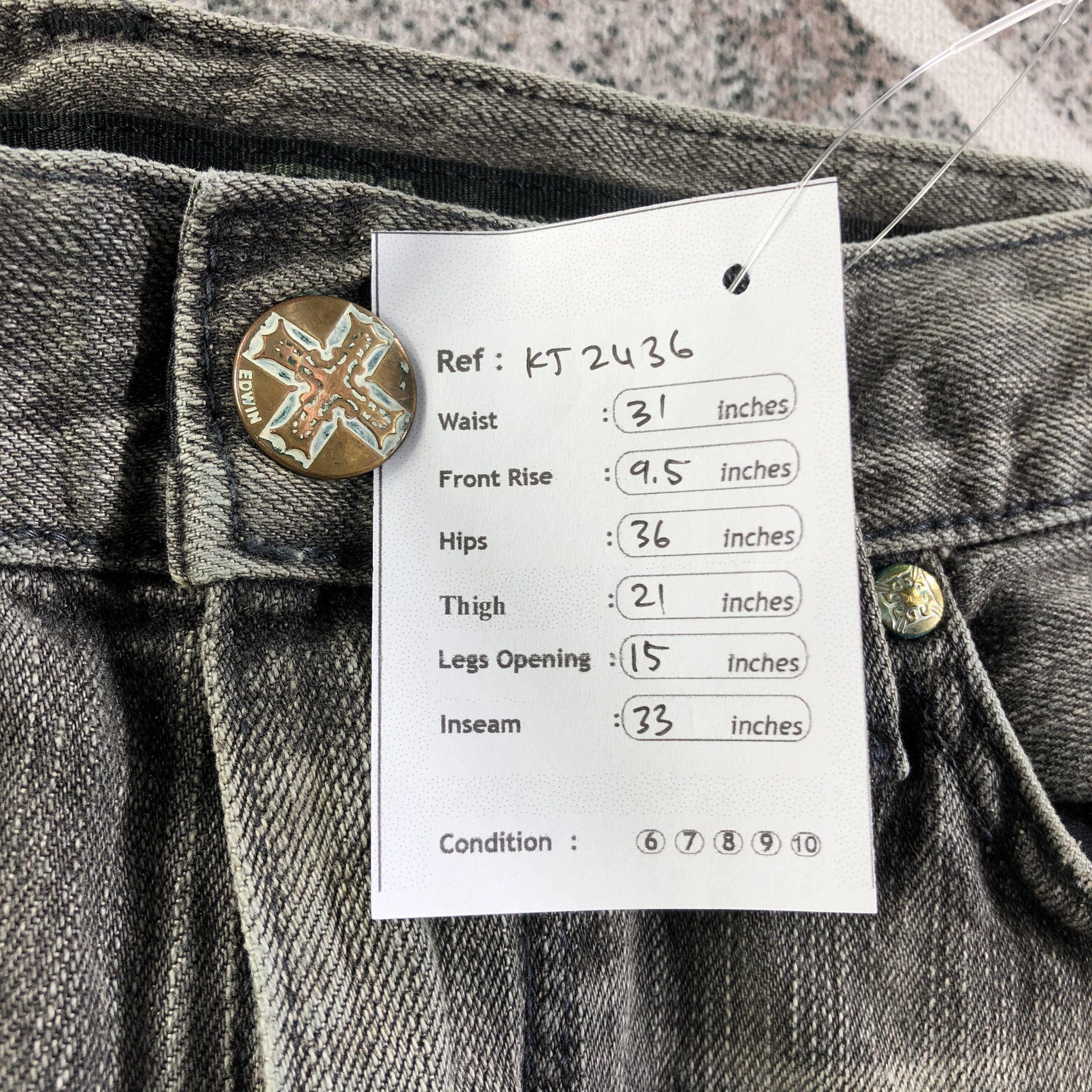 Edwin Edwin XV Jeans Faded Black Denim KJ2436 Size US 28 / EU 44 - 11 Thumbnail