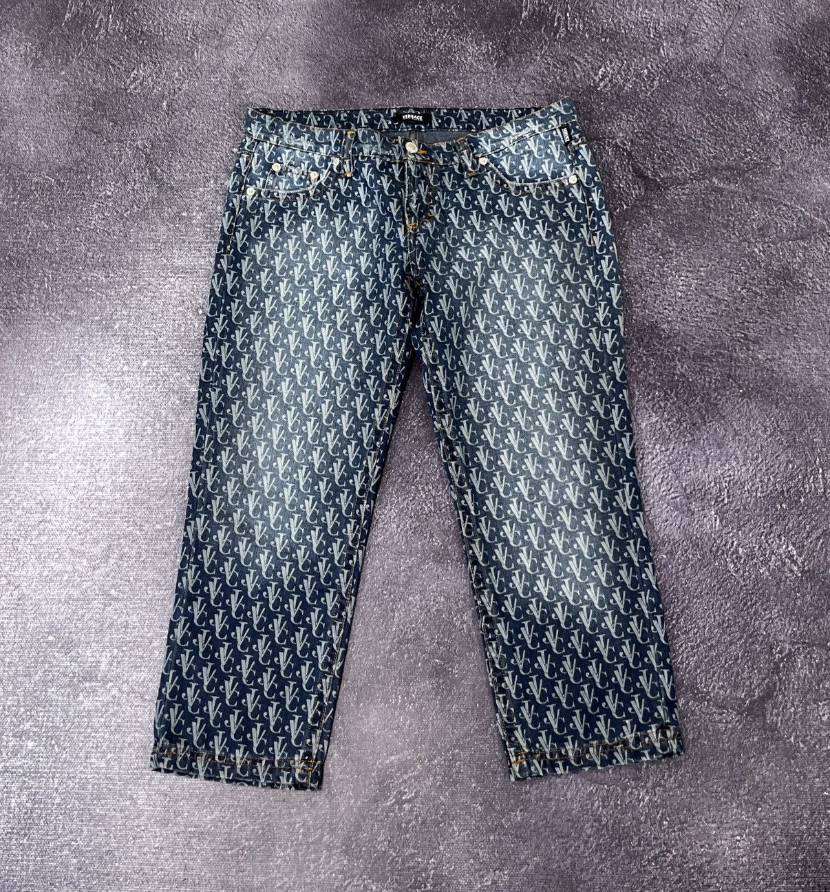 Versace Versace Jeans Couture Monogram Rare Luxury Cropped Jeans Size 29" - 2 Thumbnail
