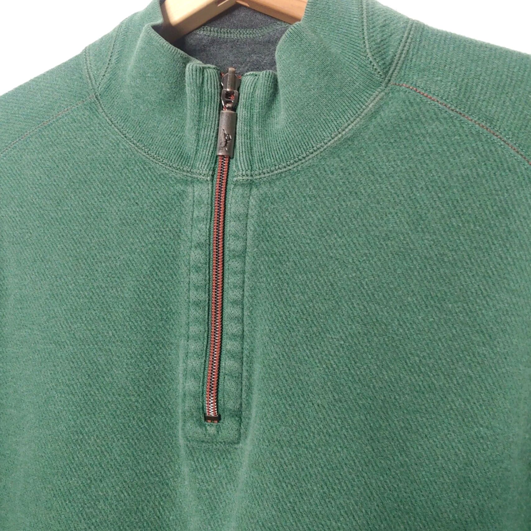 Tommy Bahama Tommy Bahama Men's Long Sleeve Knit Pullover Sweatshirt 1/4 Zip Green Large Fall Spring Winter Size US L / EU 52-54 / 3 - 3 Thumbnail