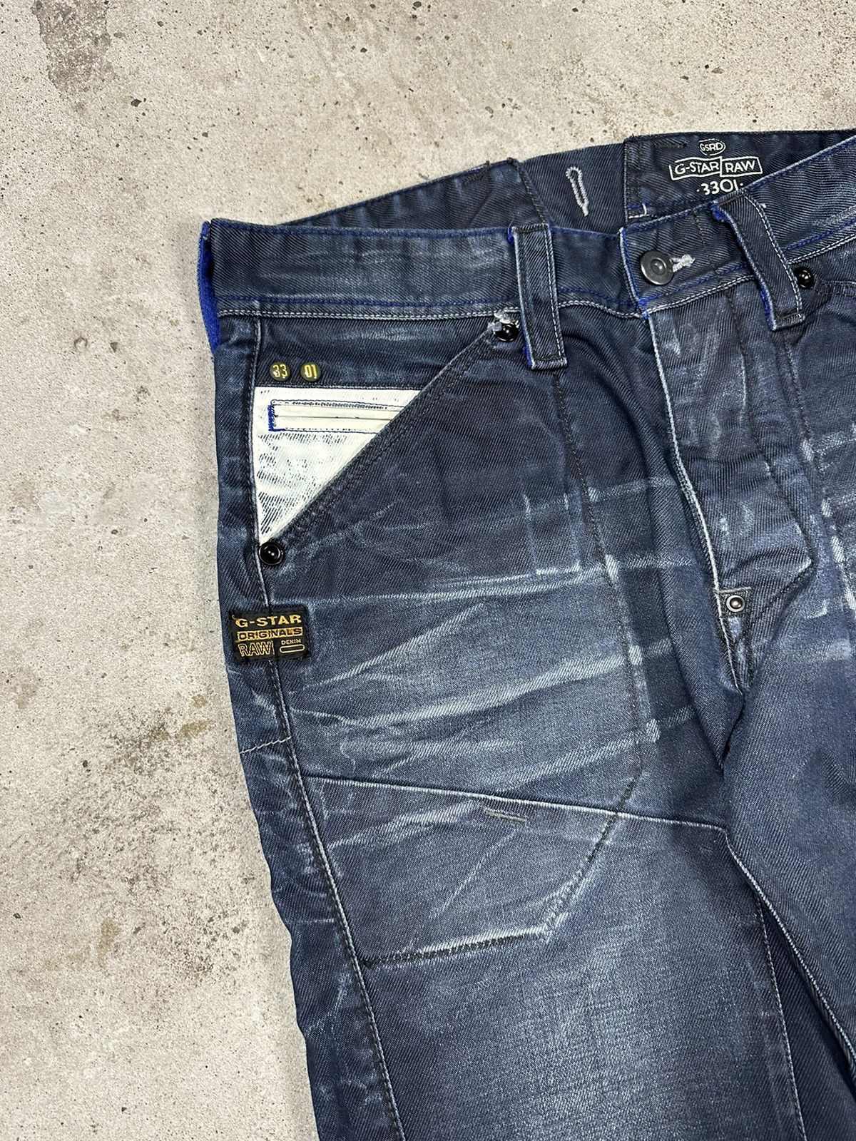 G-Star × Vintage Vintage G Star Raw 3301 Navy Aero Tapered Denim Pants Size US 31 - 3 Thumbnail
