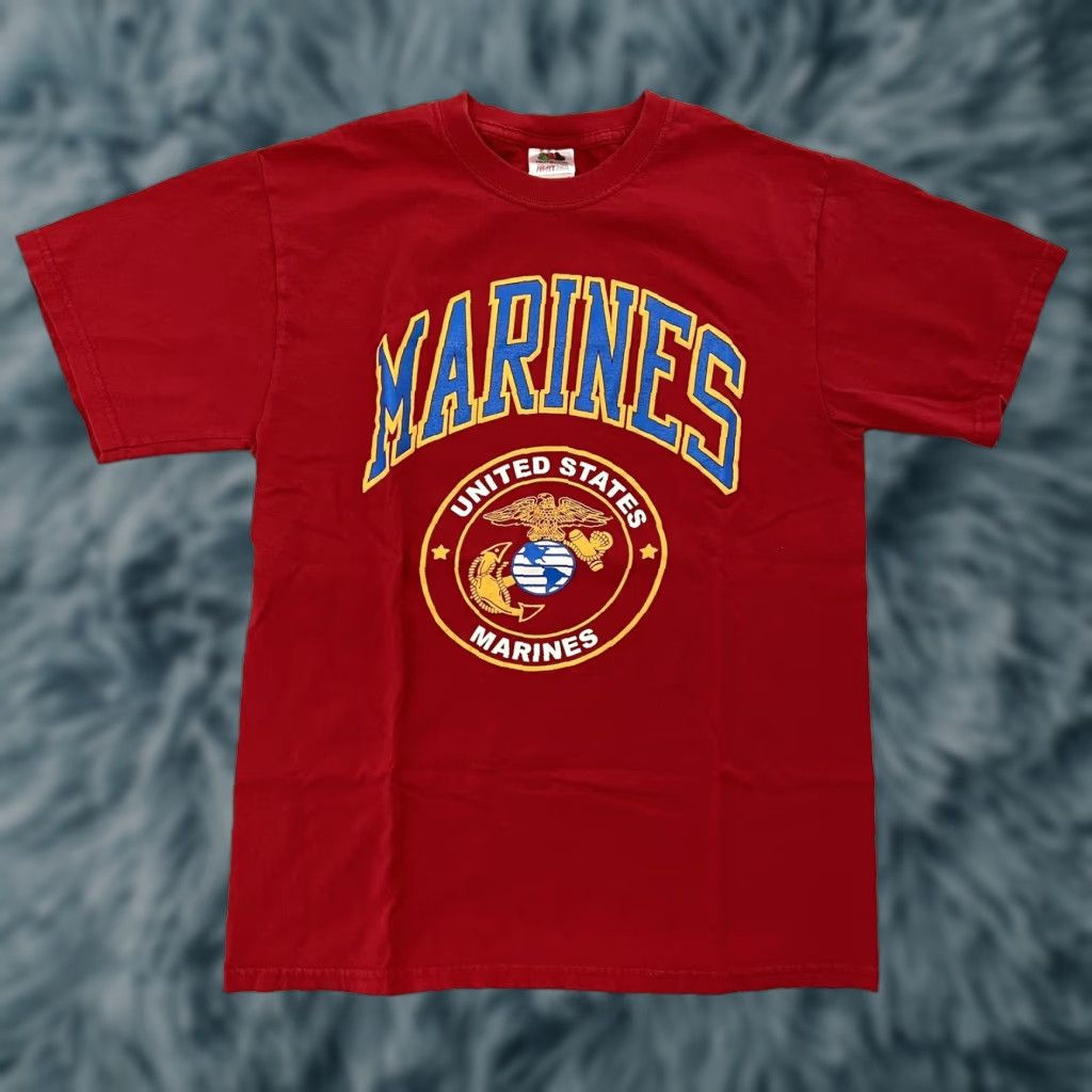 Fruit Of The Loom VINTAGE United States Marines T-Shirt Adult Medium Red Cotton Logo Tee Men M Marine Theme Size US M / EU 48-50 / 2 - 1 Thumbnail