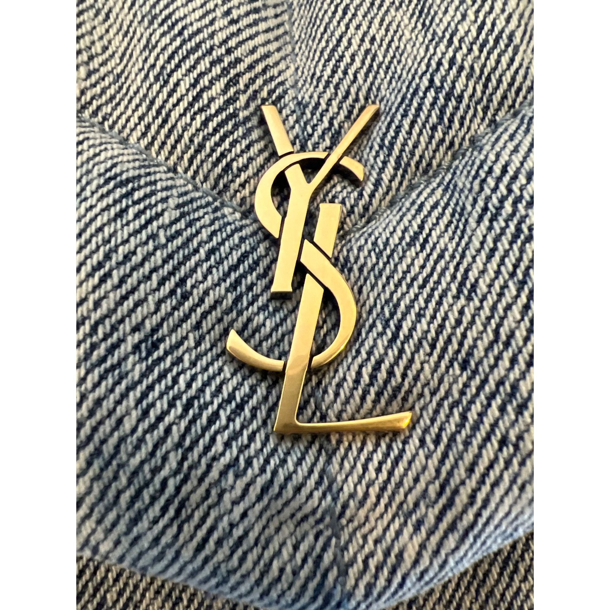 Saint Laurent Paris Saint Laurent Loulou Small Puffer Denim Pouch Clutch Size ONE SIZE - 10 Thumbnail