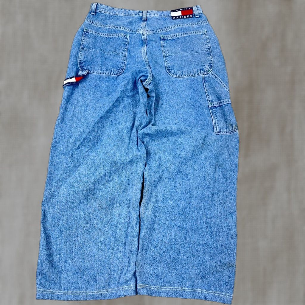 Tommy Hilfiger VINTAGE Tommy Hilfiger Jeans Women 14 Baggy Fit Wide Leg High Rise 90s Blue 32x27 Size 36" / US 14 / IT 50 - 1 Thumbnail