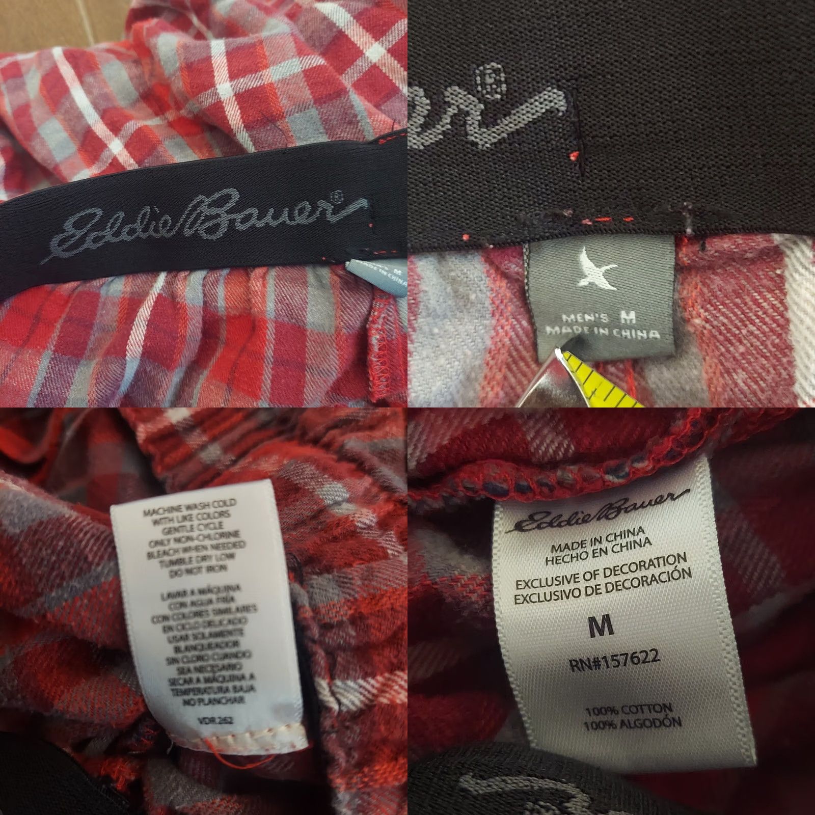 Eddie Bauer Eddie Bauer Men's Red Plaid Holiday Print Drawstring Pajama Pants M Pants Red Holiday Mens Size US 31 - 10 Thumbnail
