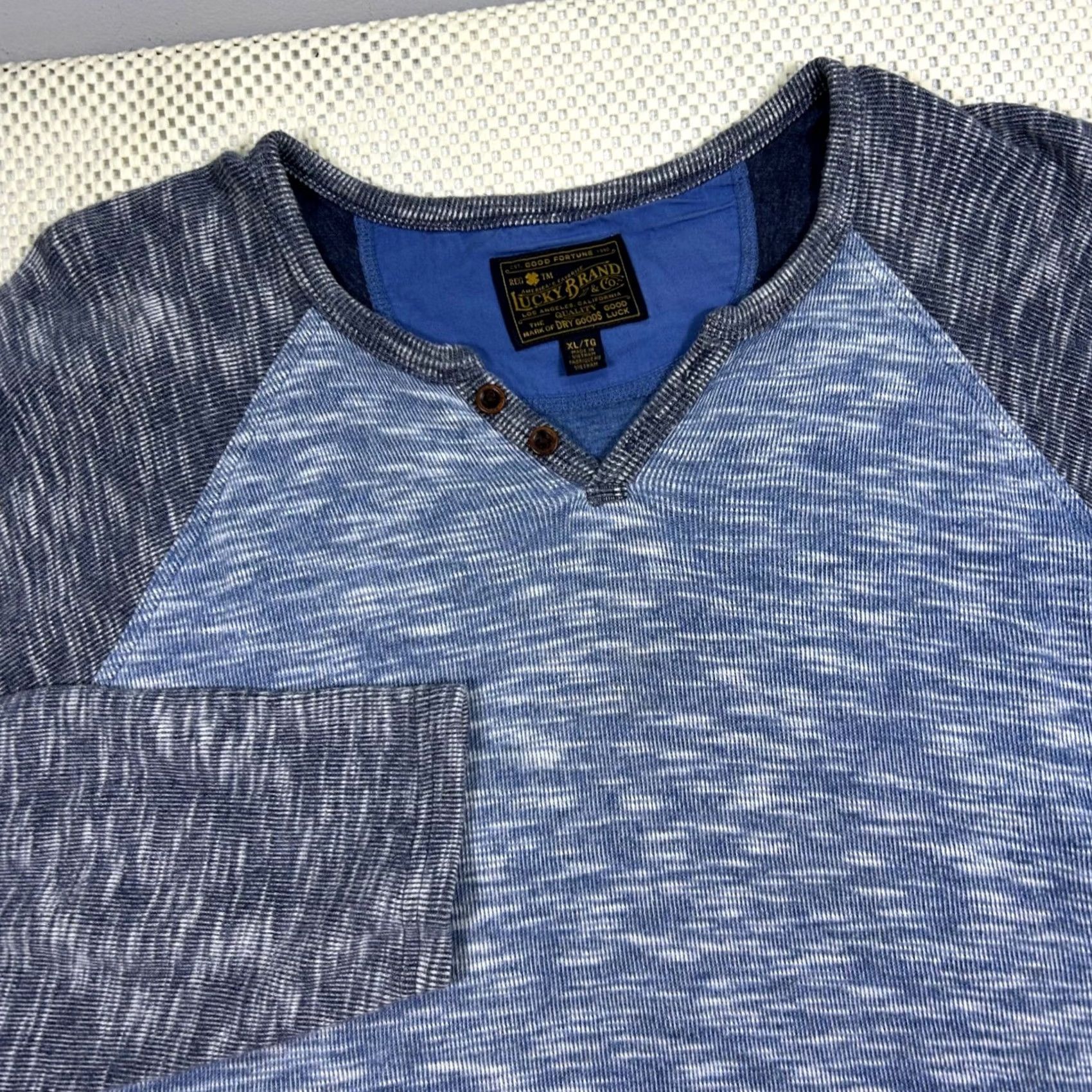 Lucky Brand Lucky Brand Henley Shirt Long Sleeve Raglan Knit Top Blue Womens XL Size XL / US 12-14 / IT 48-50 - 3 Thumbnail