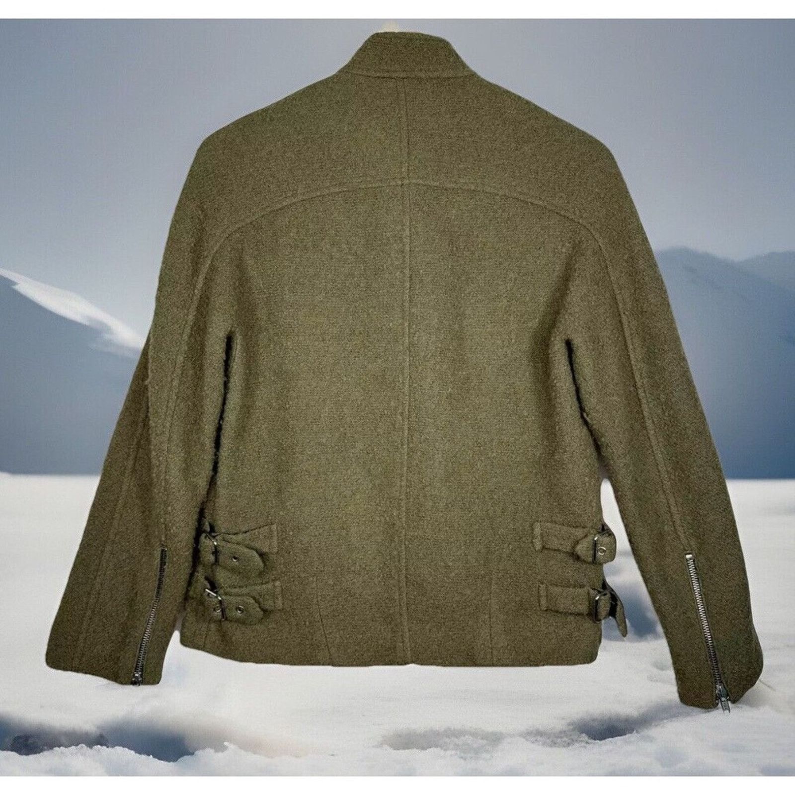 Zara Zara Olive Green Boiled Wool Blend Oversized Jacket Sz Lg Size L / US 10 / IT 46 - 6 Thumbnail