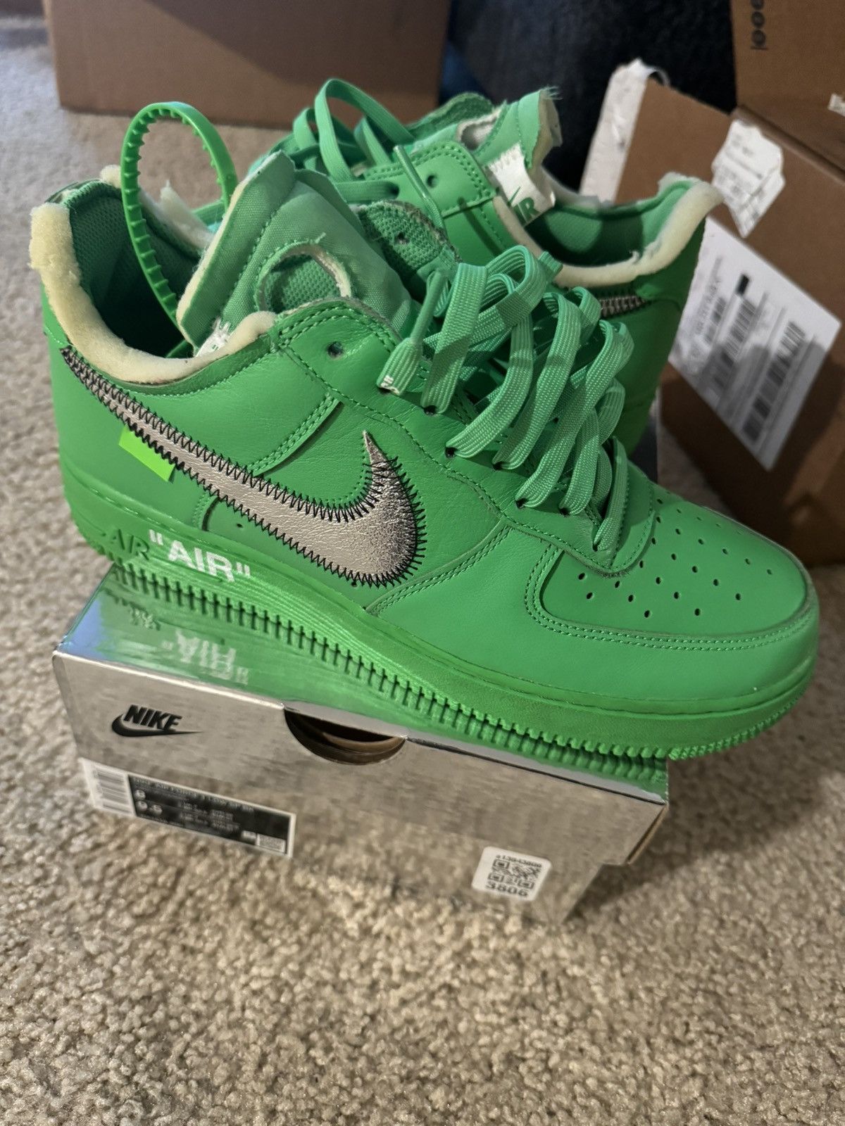 Pre-owned Nike X Off White Nike Air Force 1 Brooklyn Shoes In Green