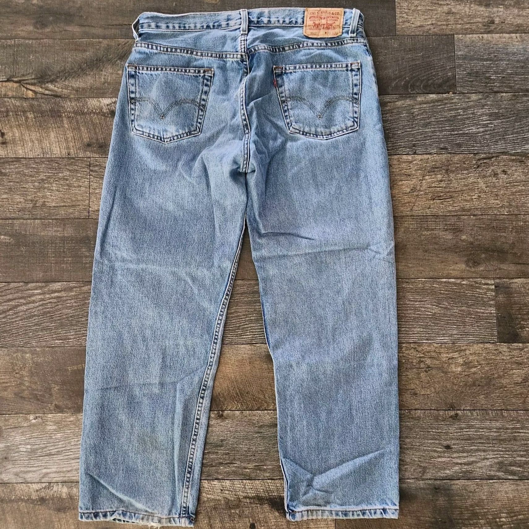 Levi's VINTAGE Levi's 550 Jeans 36x30 Light Wash Distressed Relaxed Fit 80s 90s Rock Punk Retro Grunge USA Mens Size US 36 / EU 52 - 3 Thumbnail