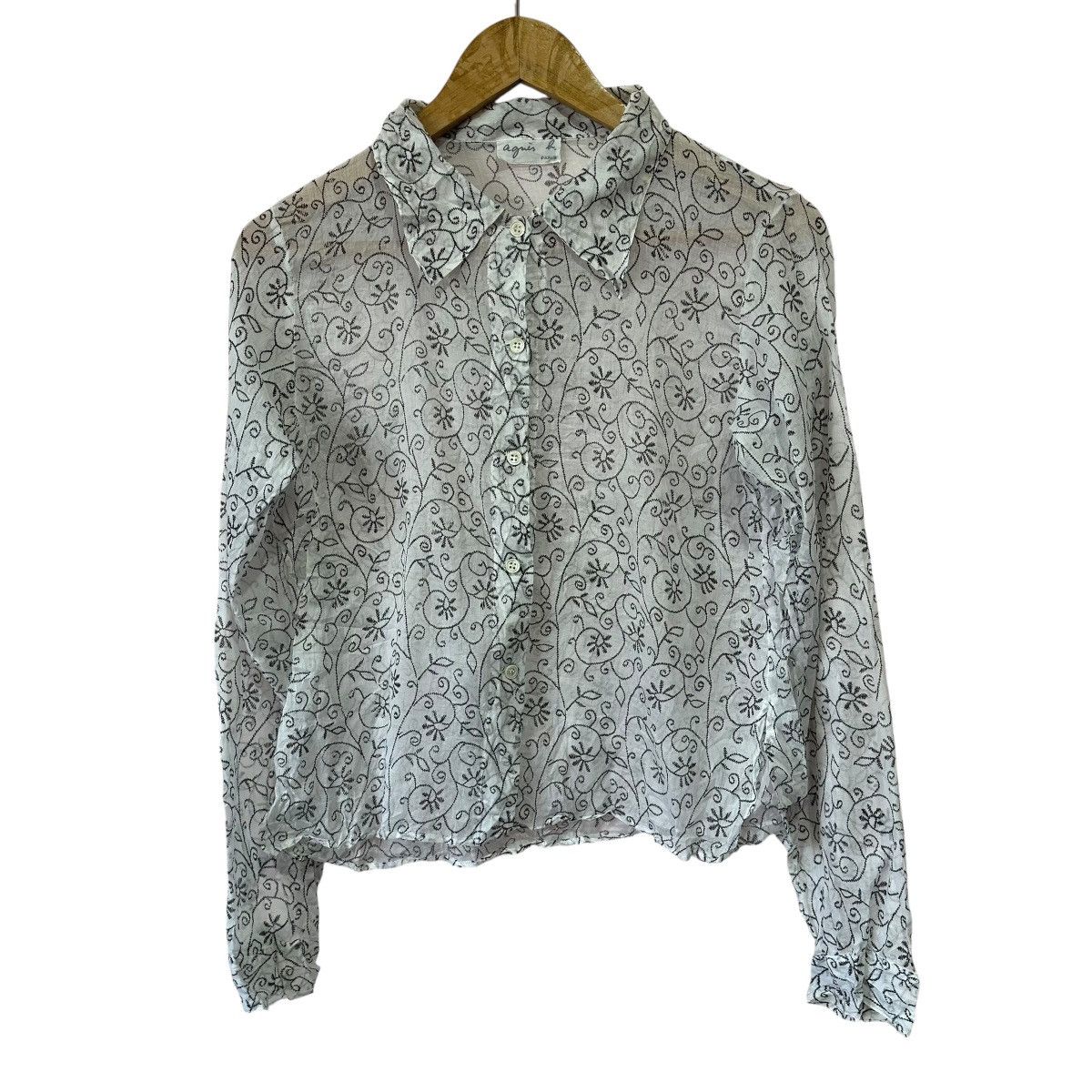agnes b. Vtg Agnes B Paris Sheer Embroidered Floral Button Up Shirt Size S / US 4 / IT 40 - 1 Thumbnail