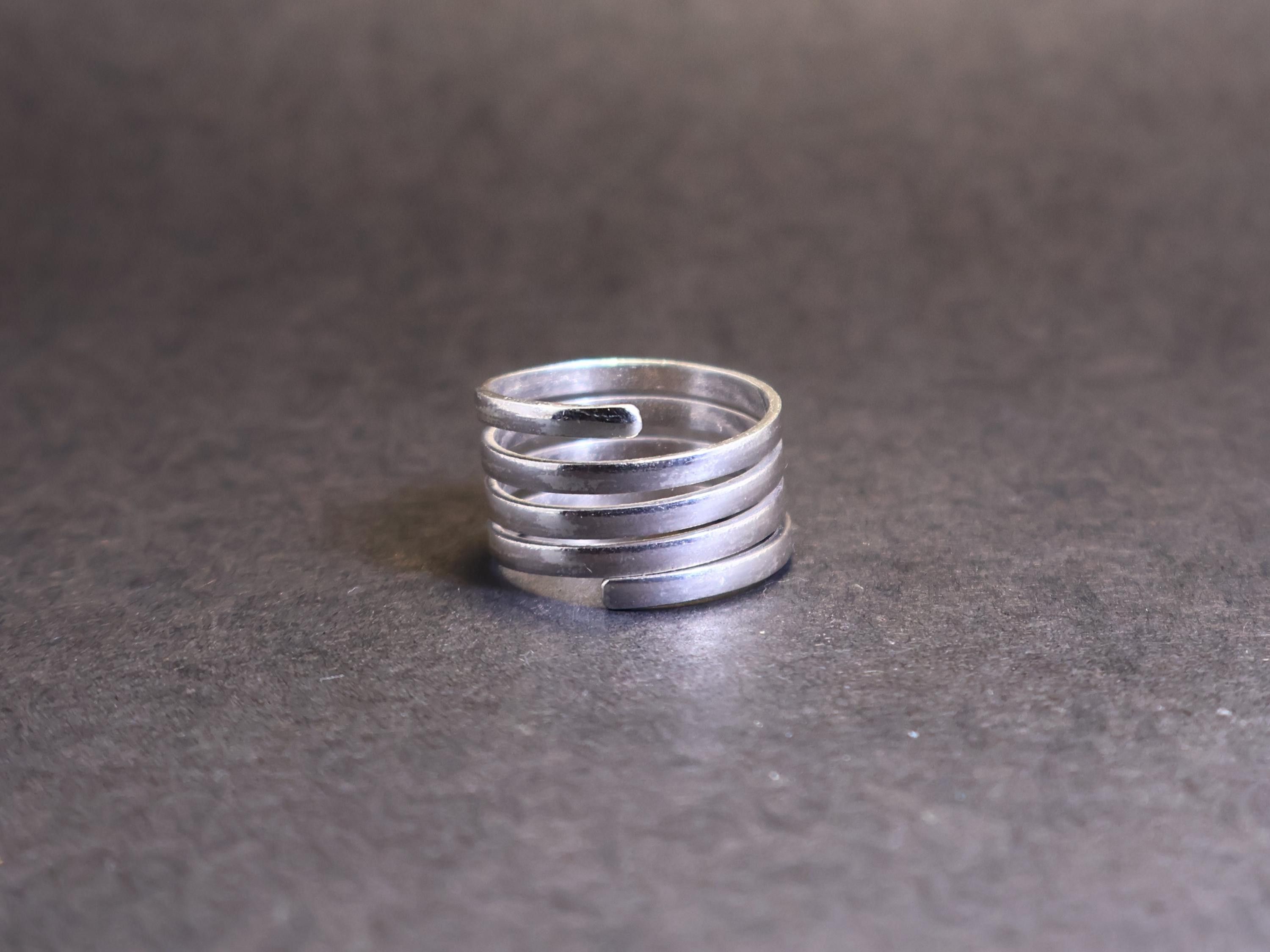 Handmade Spiral Band Ring, Sterling Silver Handmade Adjustable Ring, Size ONE SIZE - 3 Thumbnail