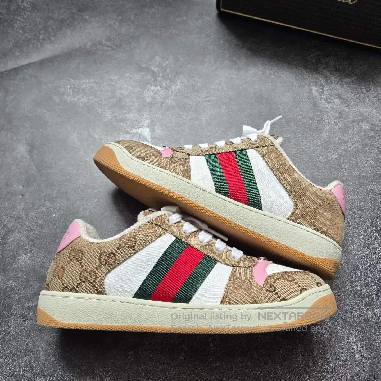 Gucci Guicci Pink Monogram All-Over Print Distressed Sneakers| Size US 5 / EU 37 - 7 Thumbnail