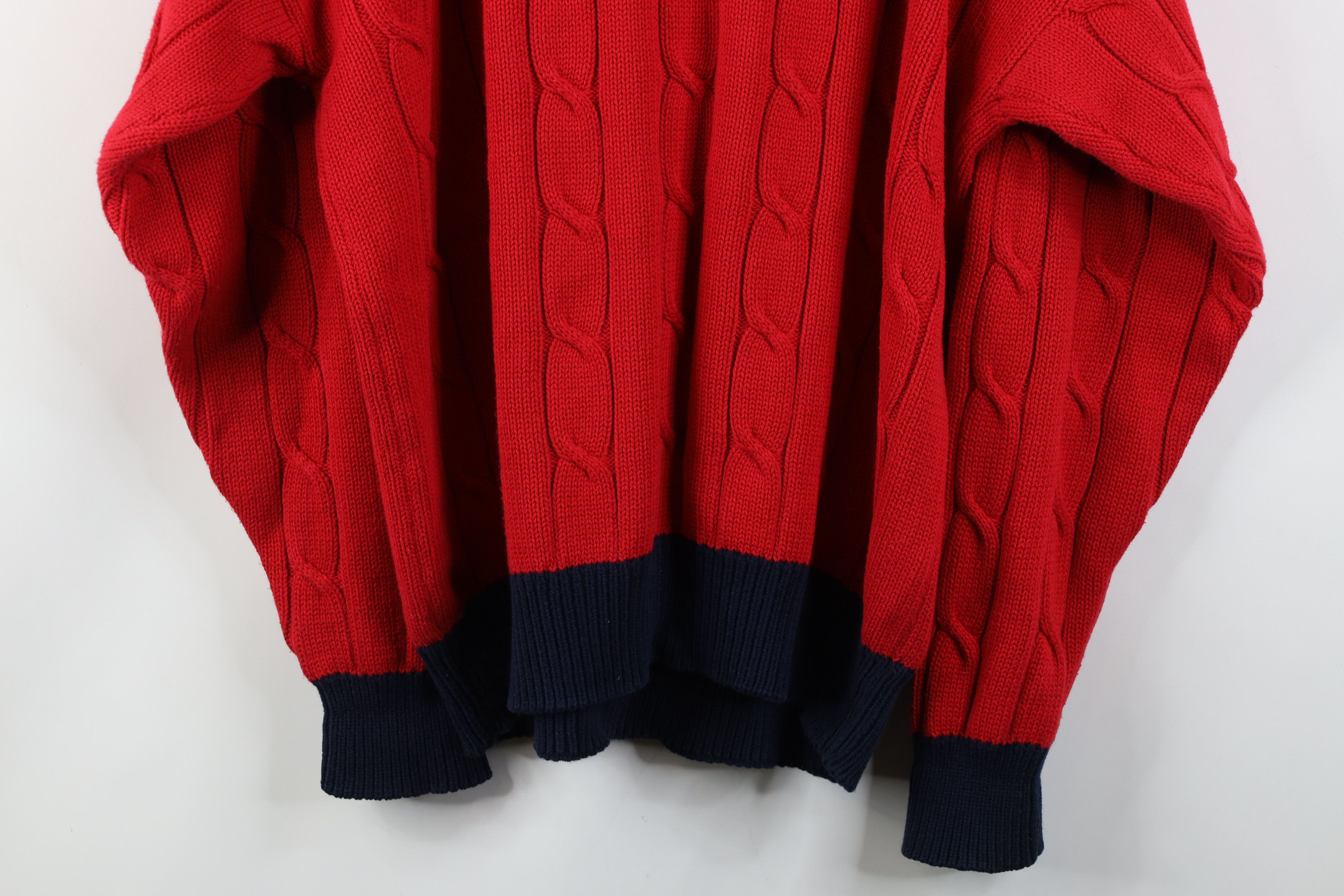Vintage Vintage 90s Streetwear Chunky Ribbed Cable Knit Sweater Red Size US L / EU 52-54 / 3 - 11 Thumbnail